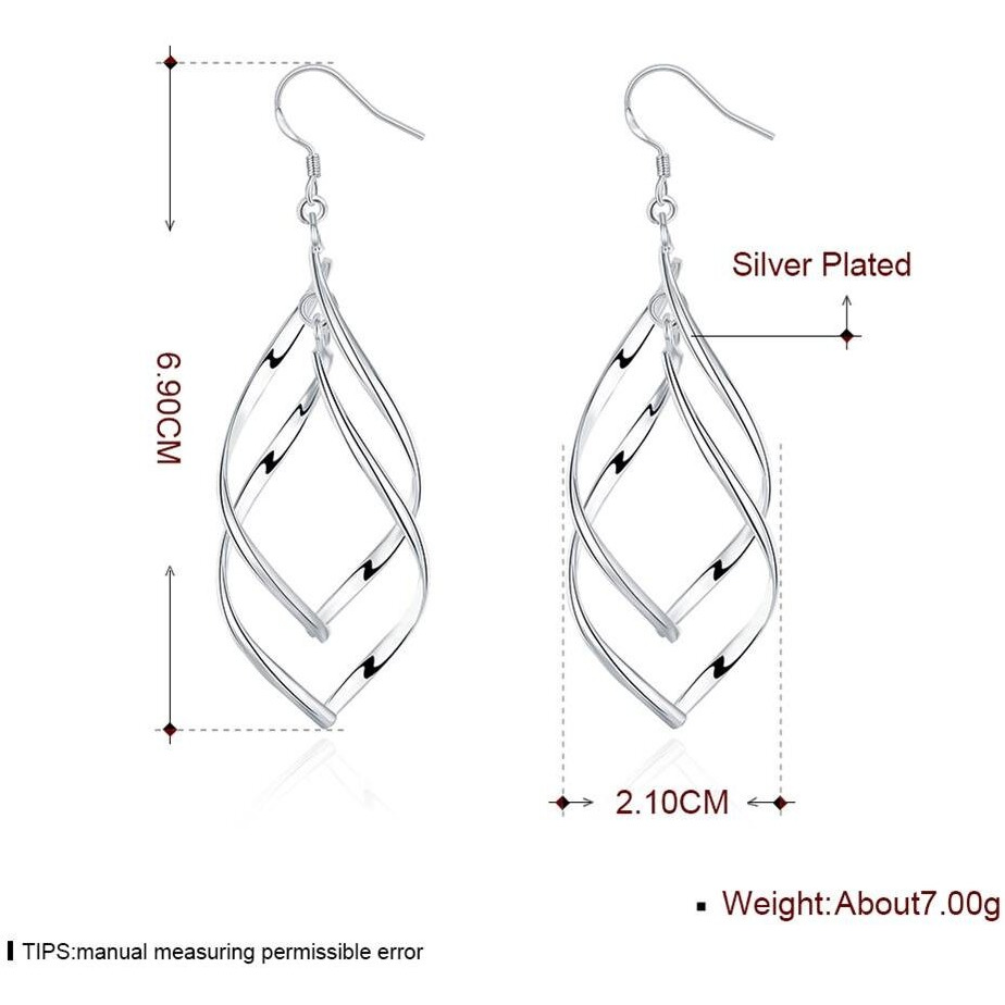 Sterling Silver Earrings Dangle Hoops Elegant Rotating Earring For Womens (Silver)