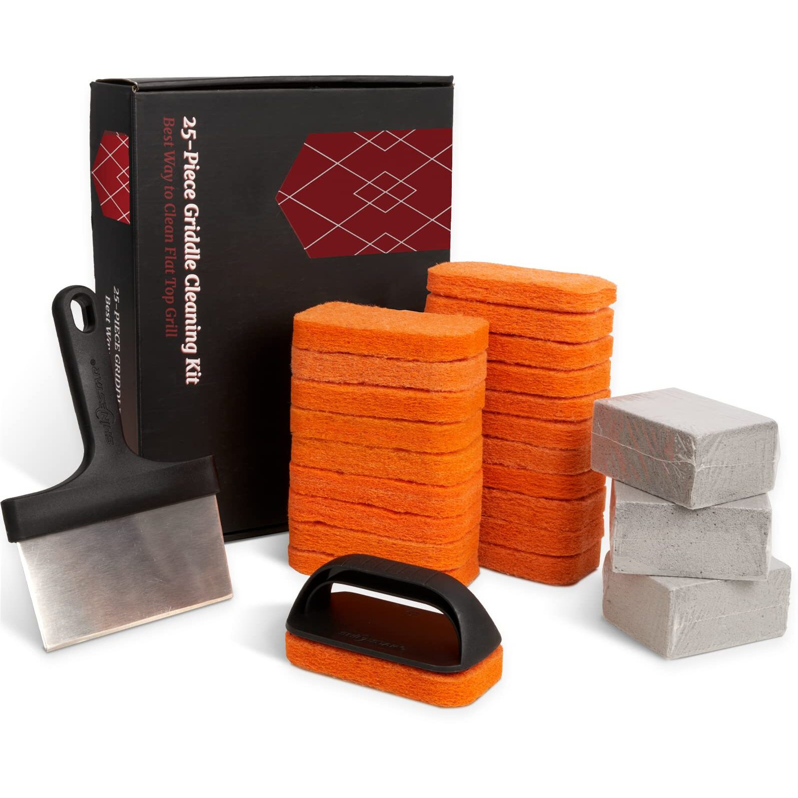 Shinestar Griddle Cleaning Kit For Blackstone, 25 Piece Complete Flat Top Griddle Accessories With Griddle Scraper, Scouring Pad And Grill Stone | Easy Cleaning On Hot Or Cold Surfaces