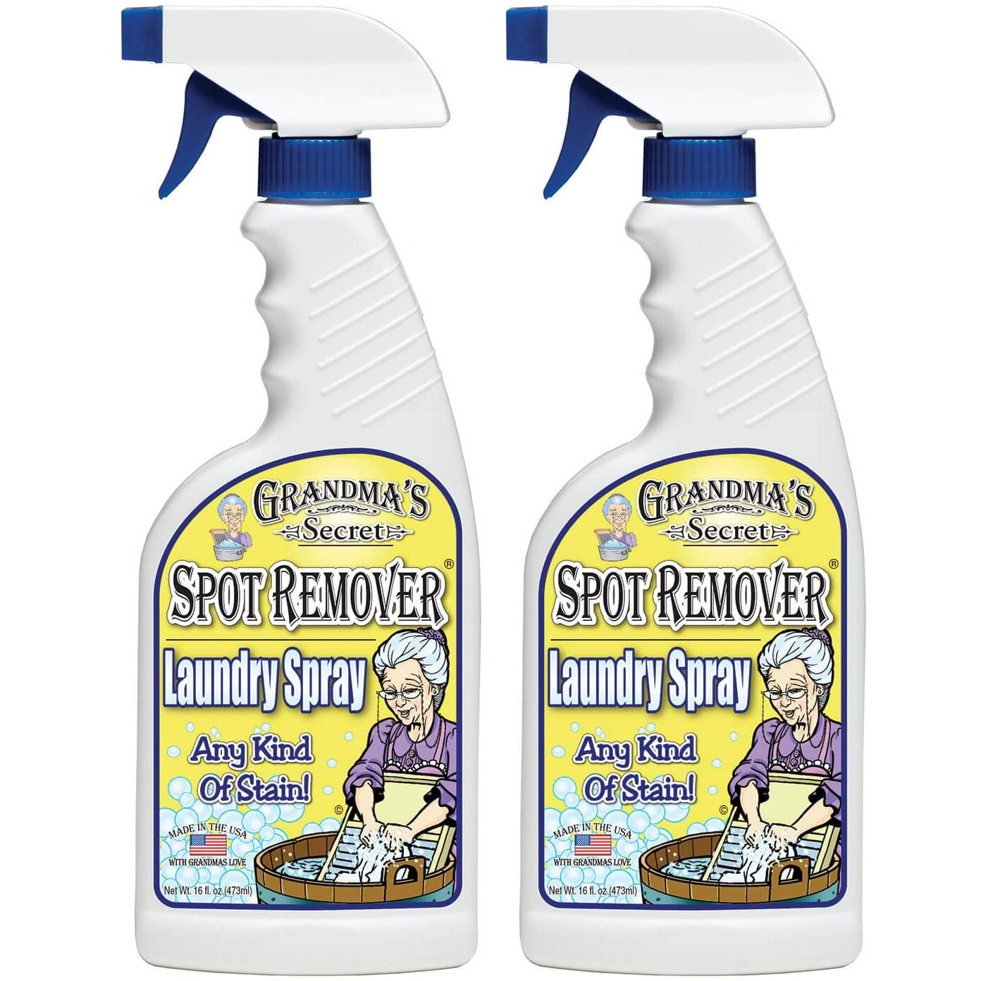 Grandmas Secret Spot Remover - Chlorine, Bleach And Toxin-Free Stain Remover - Stain Remover For Clothes - Fabric Stain Remover Removes Oil, Paint, Blood And Pet Stains-2 Pack Of 16 Ounce Spray Bottle