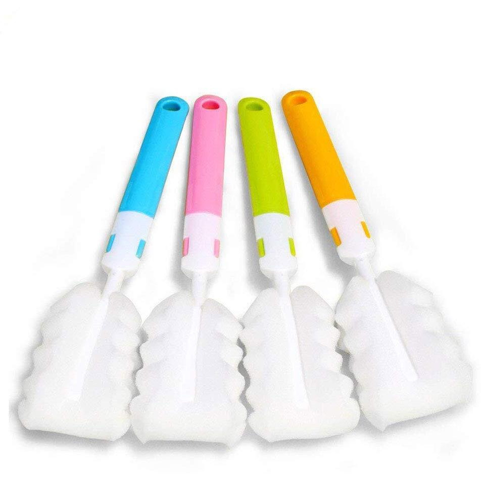 Invoda 4Pcs Bottle Brush,Bottle Washer Set Long Sponge Bottle Cleaning Brushes Baby Bottle Cleaner Brush, Nipple Brush (4 Pcs)