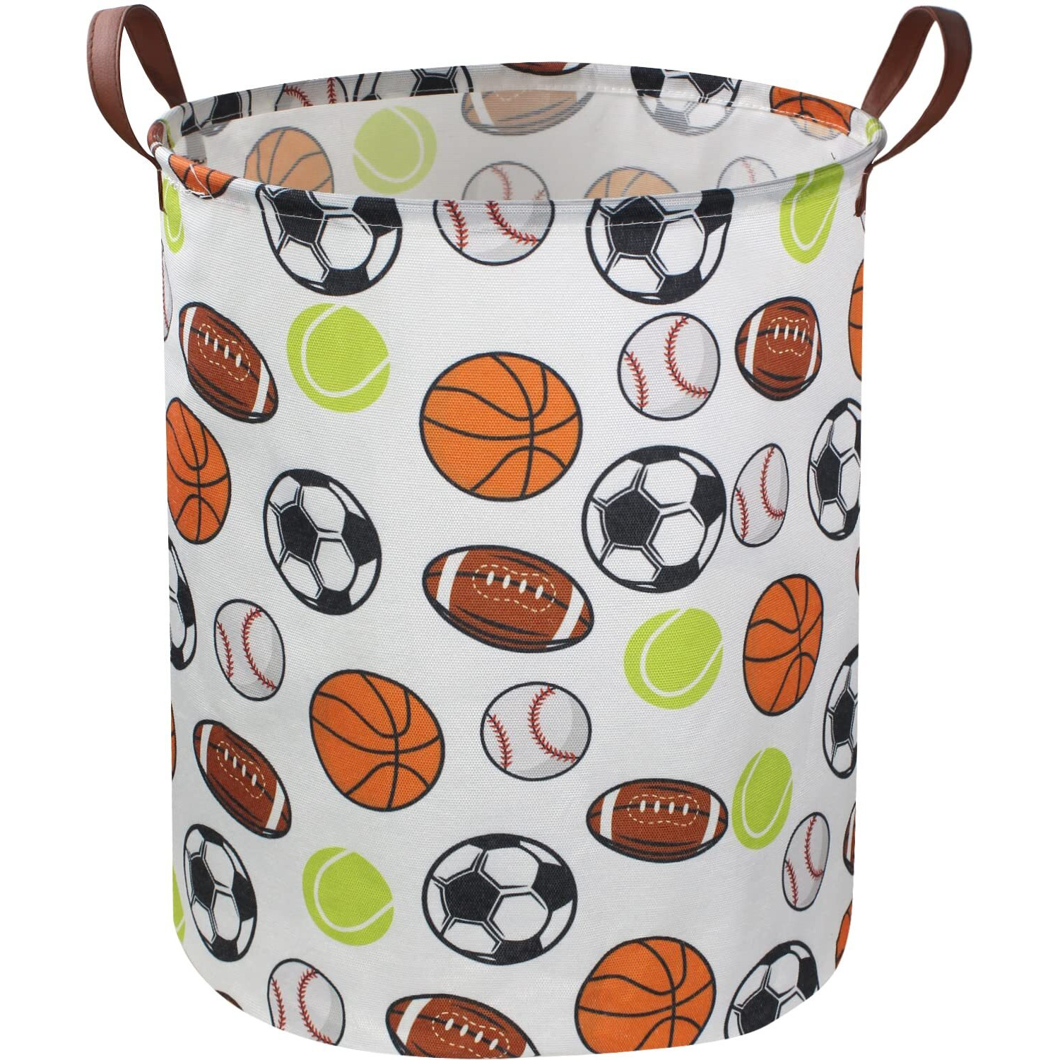 Sanjiaofen Kids Laundry Basket,Basketball Laundry Hamper Collapsible Baby Storage Baskets For Boys Room Decor,Nursery Hamper,Bedroom,Toy Organizer,(Ball)