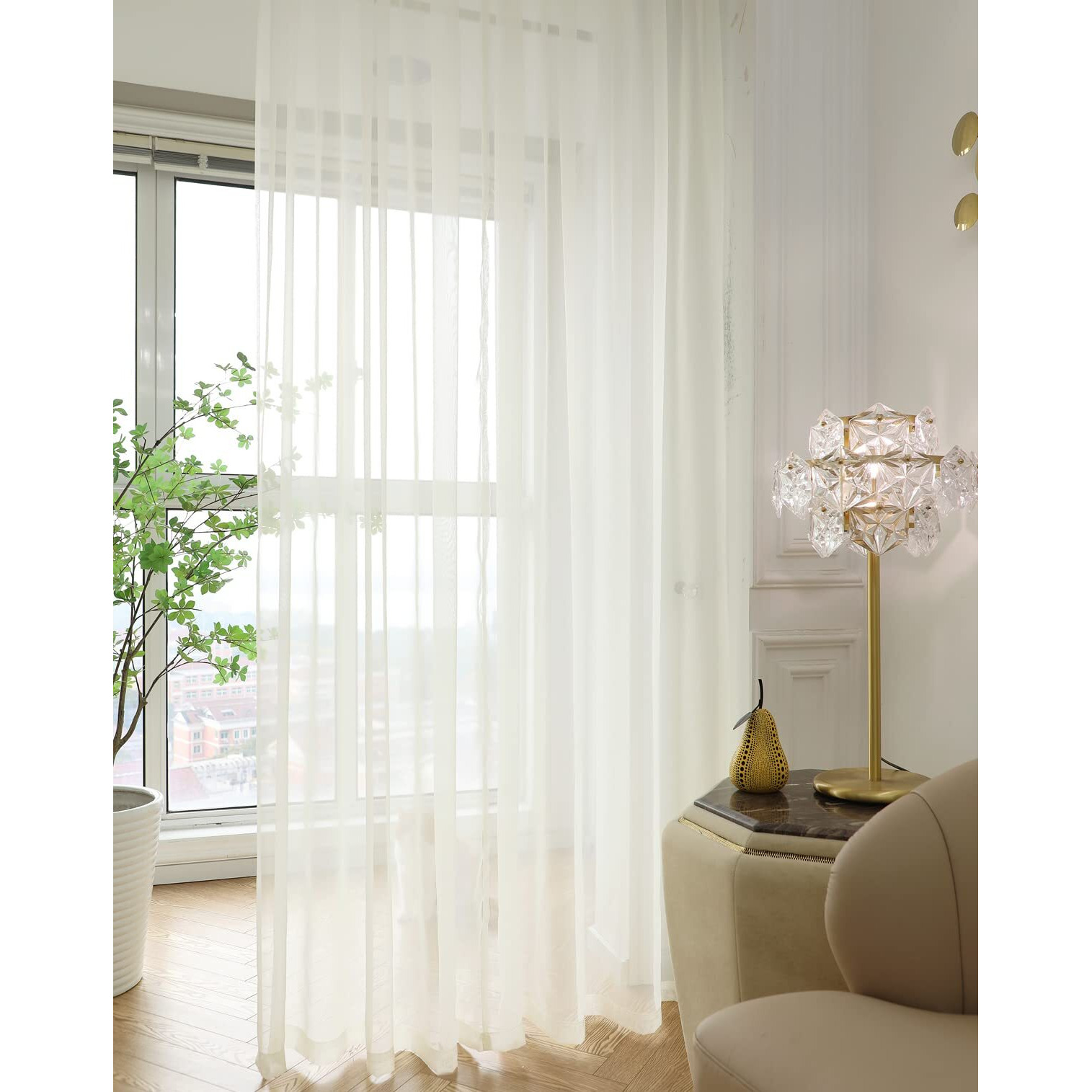 Windows Beige Sheer Curtains 58 Inches Length 52 Inches Width 2 Panels Set Clear Semi Sheer Curtain Basic Rod Pocket For Bedroom Children Living Room Yard Kitchen (Beige, 52 "&quotW X 58 "&quotL | 2 Pcs)
