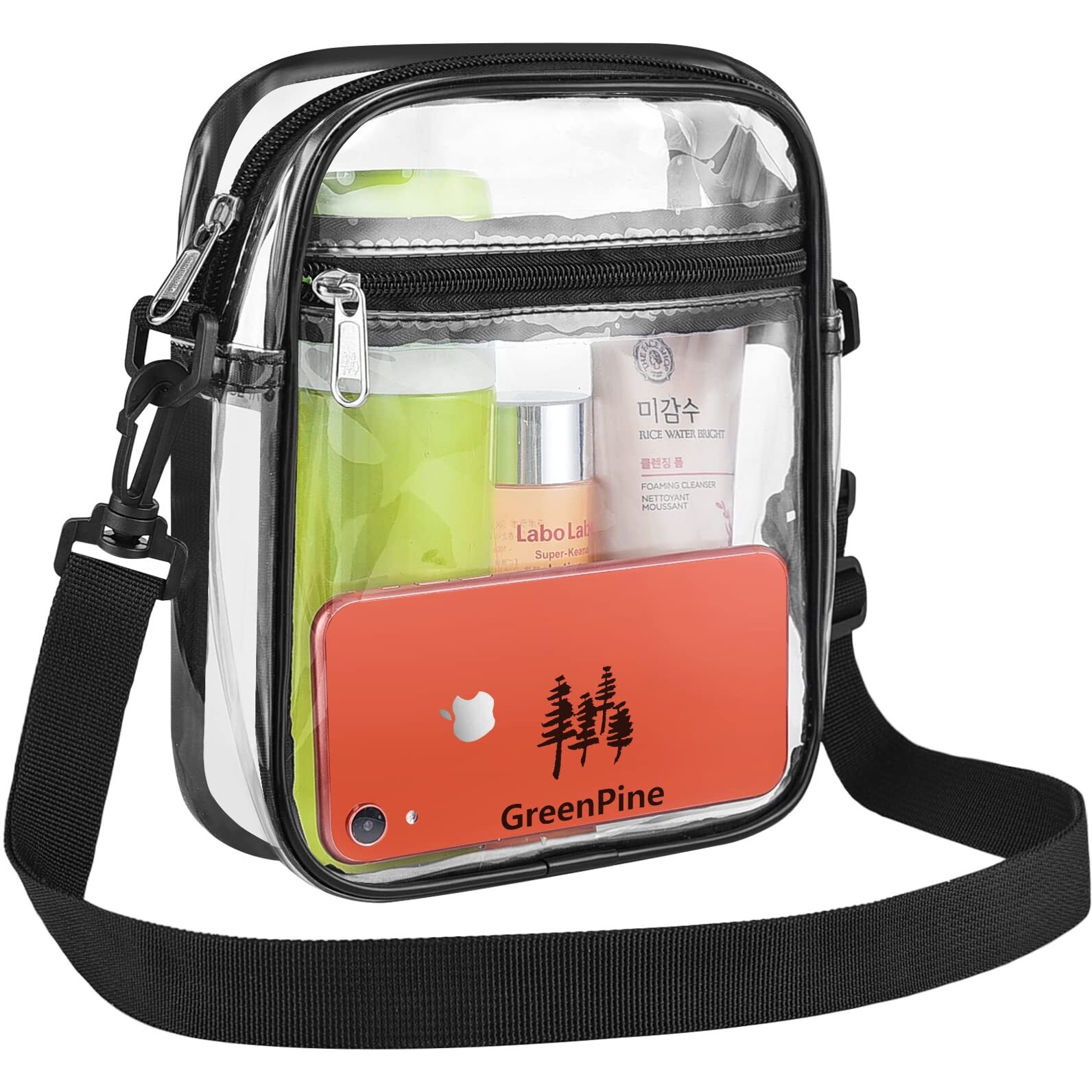 Uspeclare Clear Messenger Bag For Work  Business Travel For Men  Women, Stadium Approved (Black)A