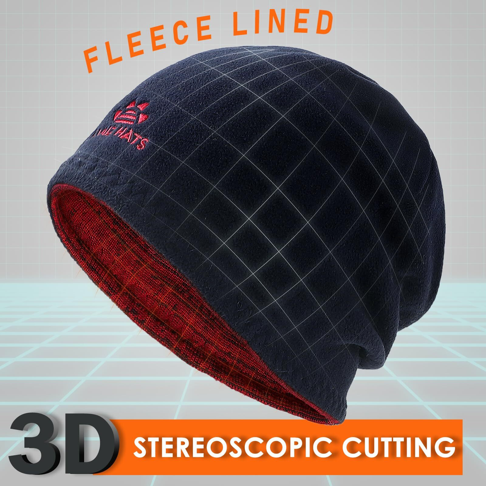 Lvaiz Winter Fleece Lined Knitted Beanie Hats For Men Reversible Windproof Watch Hat Warm Skull Cap For Women(Red+Deep Blue)