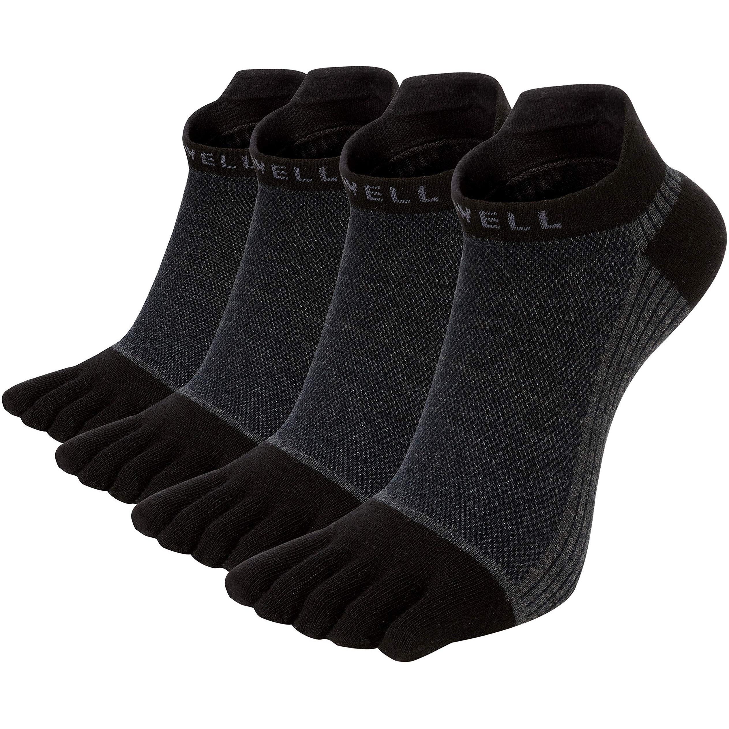 Vwell Cotton Toe Socks Five Finger Socks No Show Crew Athletic Running Socks 4 Pairs,Size 7-11