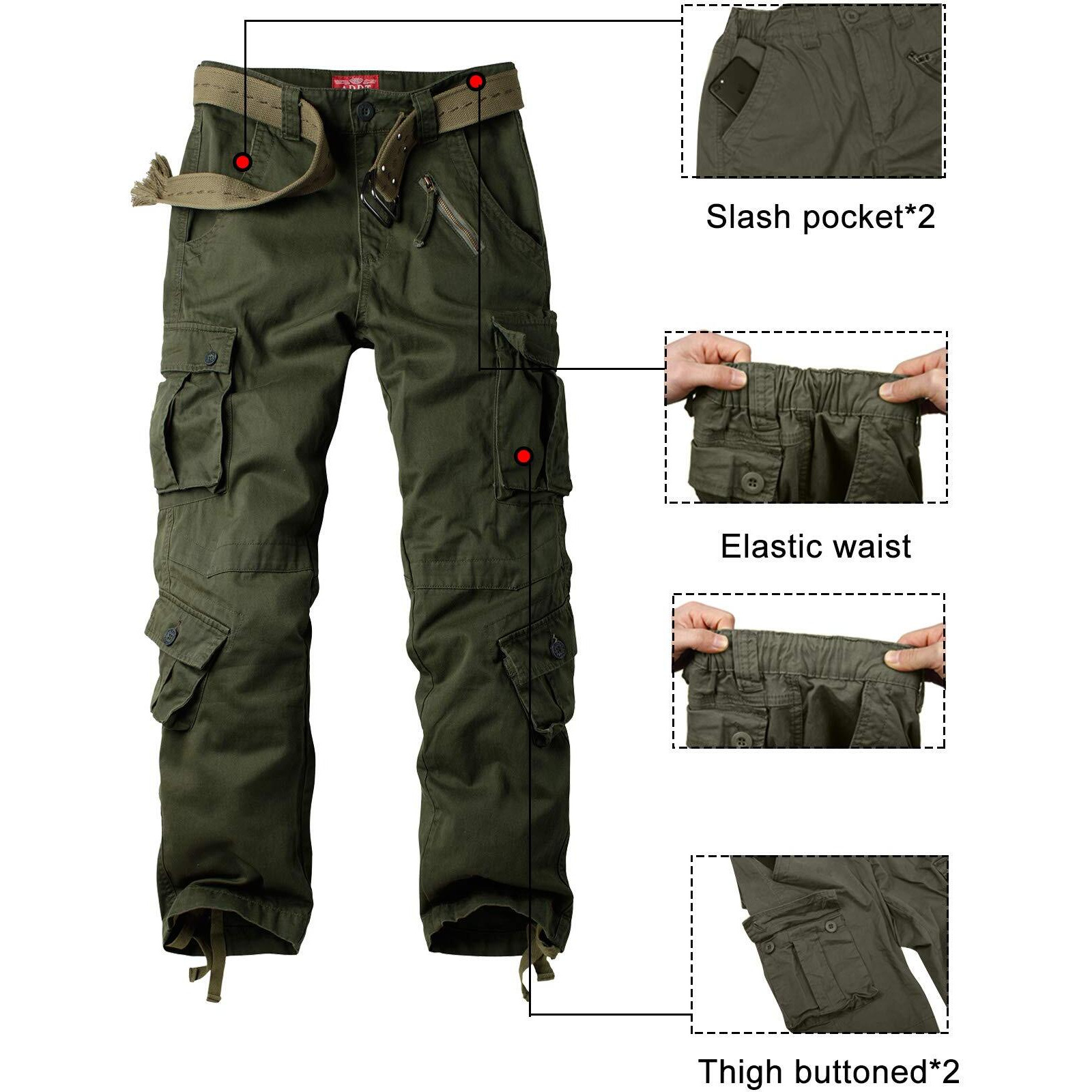 Xnmaya Cargo Pants For Women, Military Army Camo Combat Trousers,Work Camping Hiking Casual Pants With Pockets Army Green Us 18