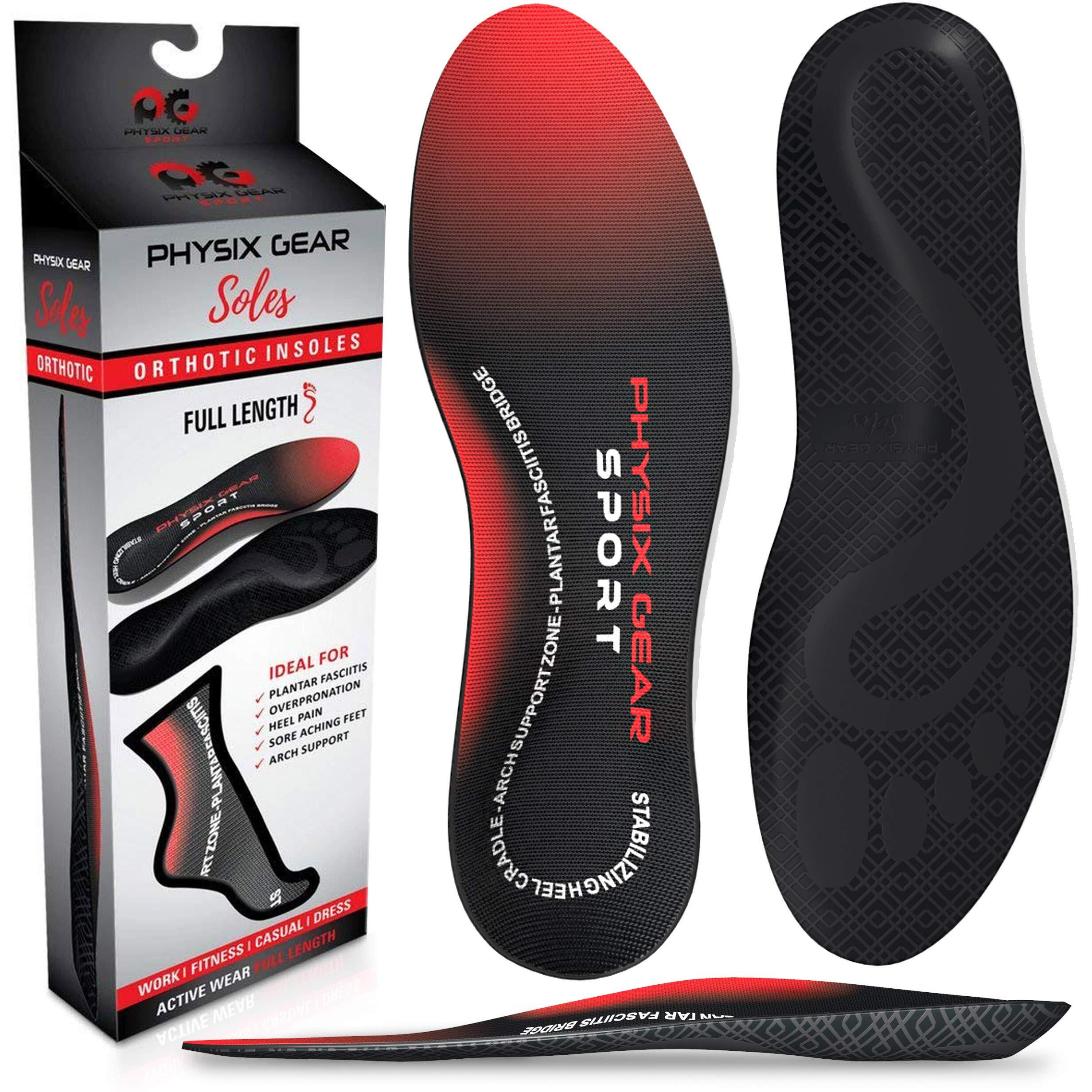 Arch Support Insoles Men  Women By Physix Gear Sport - Orthotic Inserts For Plantar Fasciitis Relief, Flat Foot, High Arches, Shin Splints, Heel Spurs, Sore Feet, Overpronation (1 Pair, Medium)