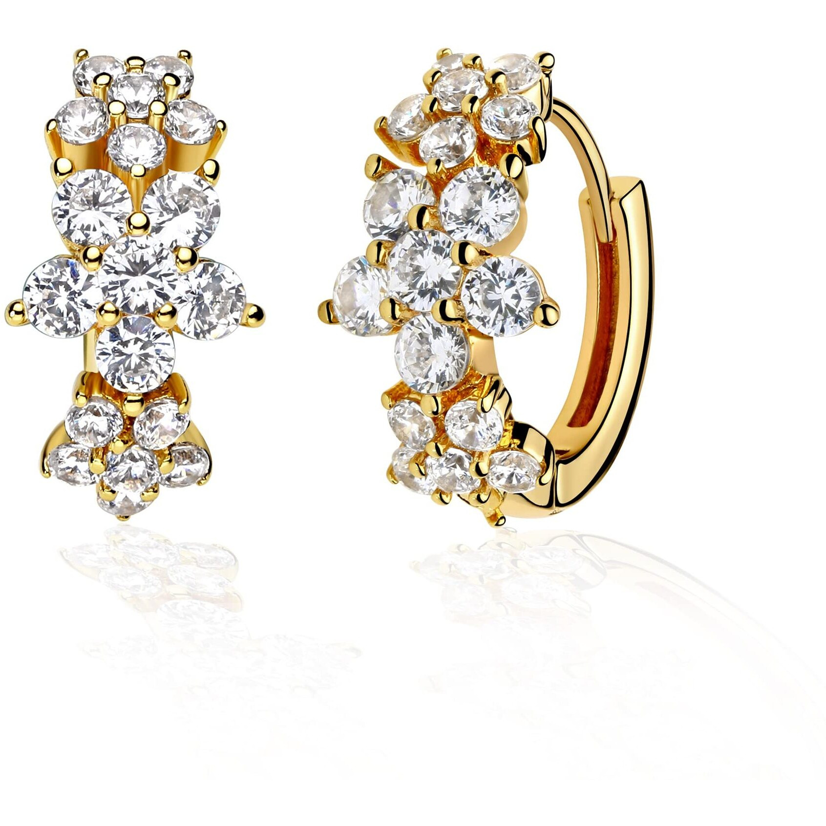 Vacrona Cubic Zirconia Huggie Earrings 14K Gold Plated Tiny Earrings Small Huggie Hoop Earrings Simple Lightweight Hoops Gift For Women