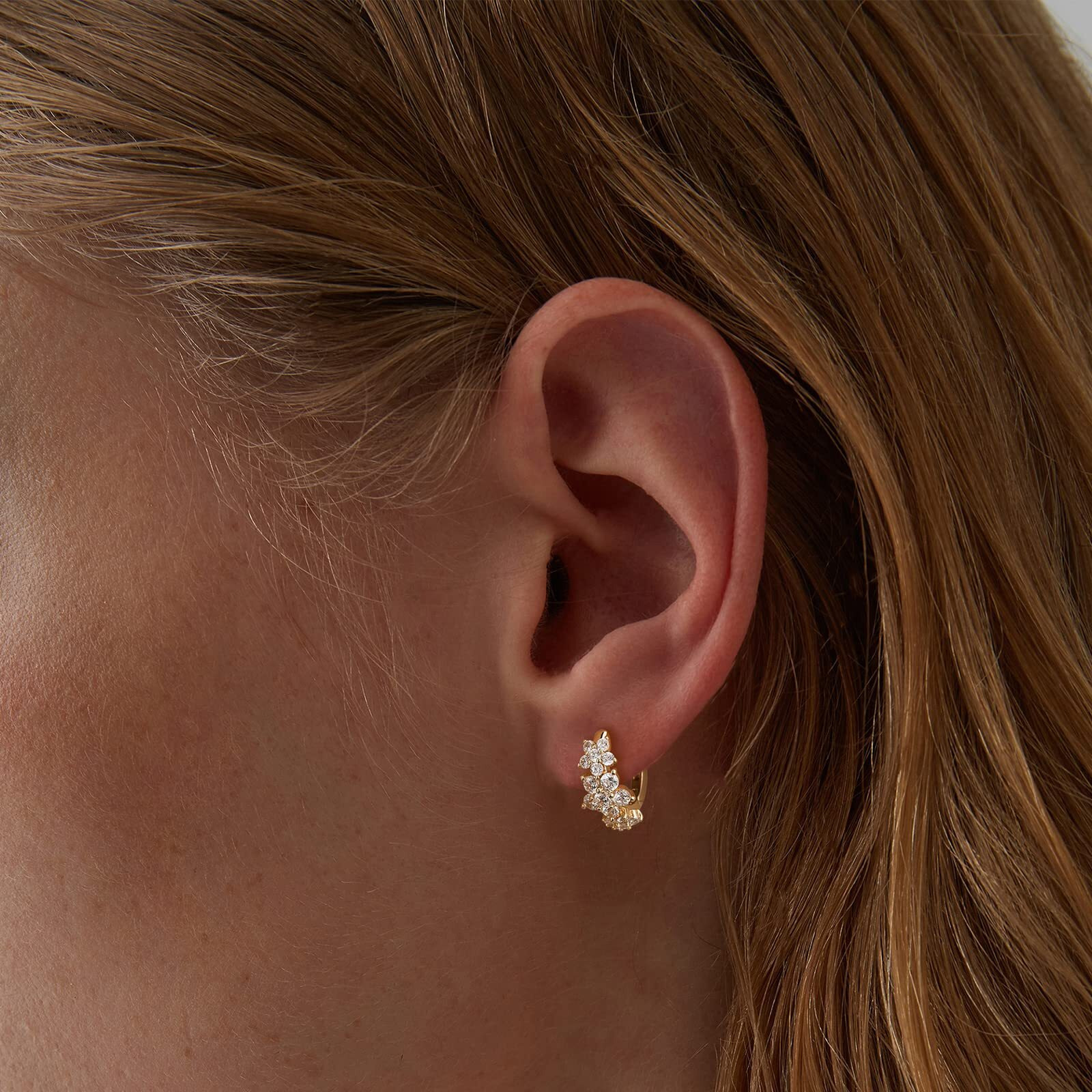 Vacrona Cubic Zirconia Huggie Earrings 14K Gold Plated Tiny Earrings Small Huggie Hoop Earrings Simple Lightweight Hoops Gift For Women