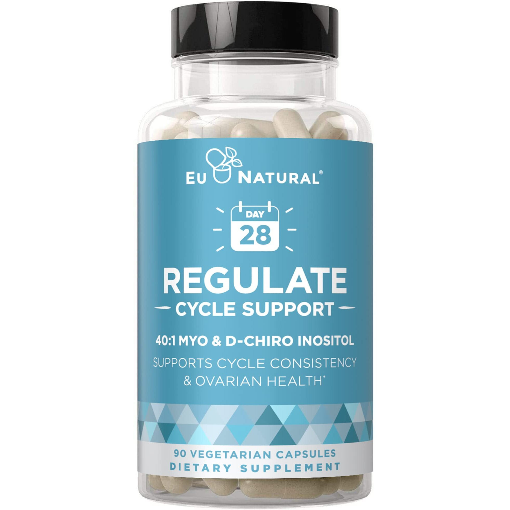 Eu Natural Regulate Myo-Inositol  D-Chiro Inositol - Fertility, Hormonal, Menstrual  Ovarian Support Supplement - Hormone Balance At Optimal 401 Ratio - 90 Vegetarian Soft Capsules