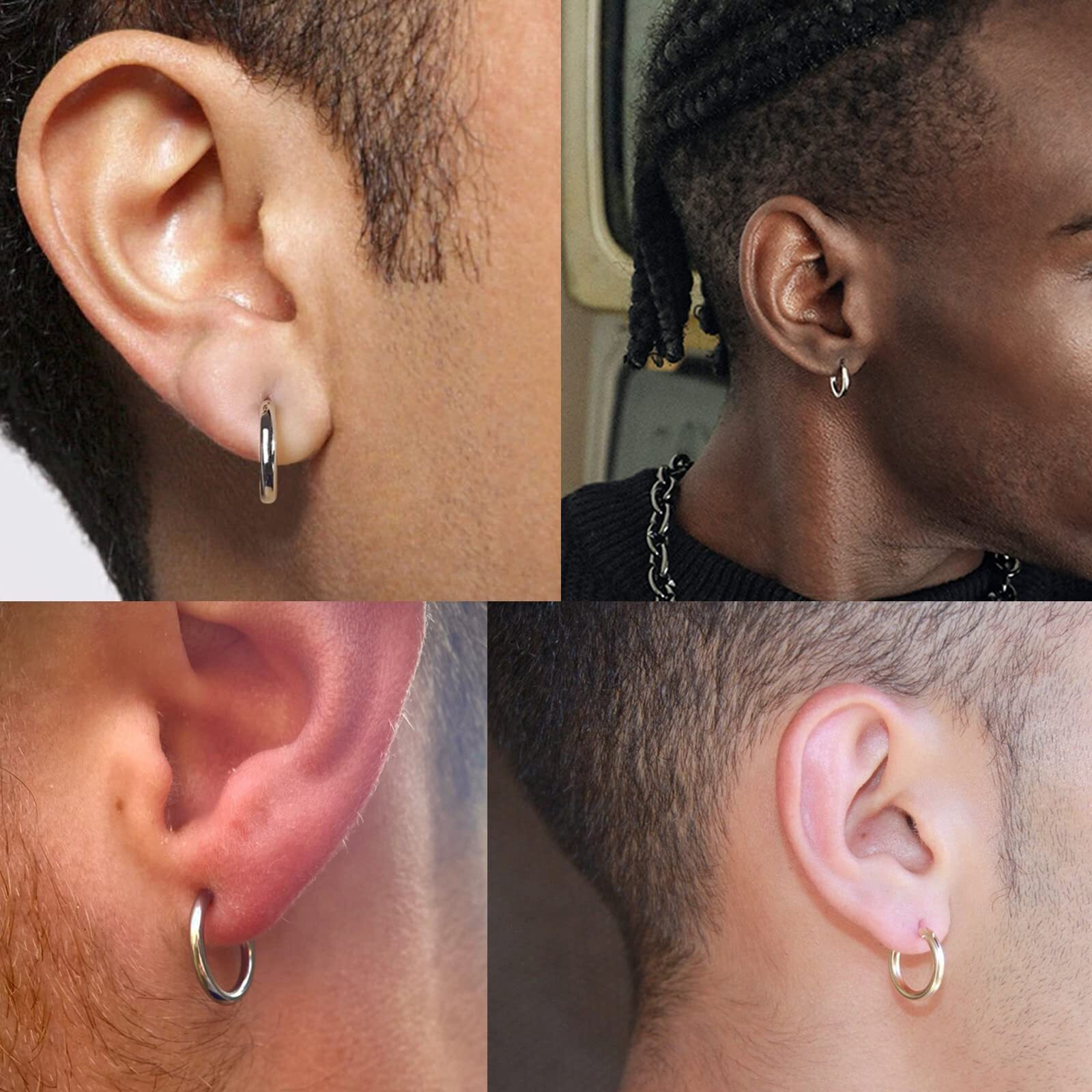 10 Pairs Silver Hoop Earrings Set For Women Surgical Steel Hoop Earrings Lightweight Hypoallergenic Tiny Small Hoops For Men (8Mm 10Mm 12Mm 14Mm 16Mm)
