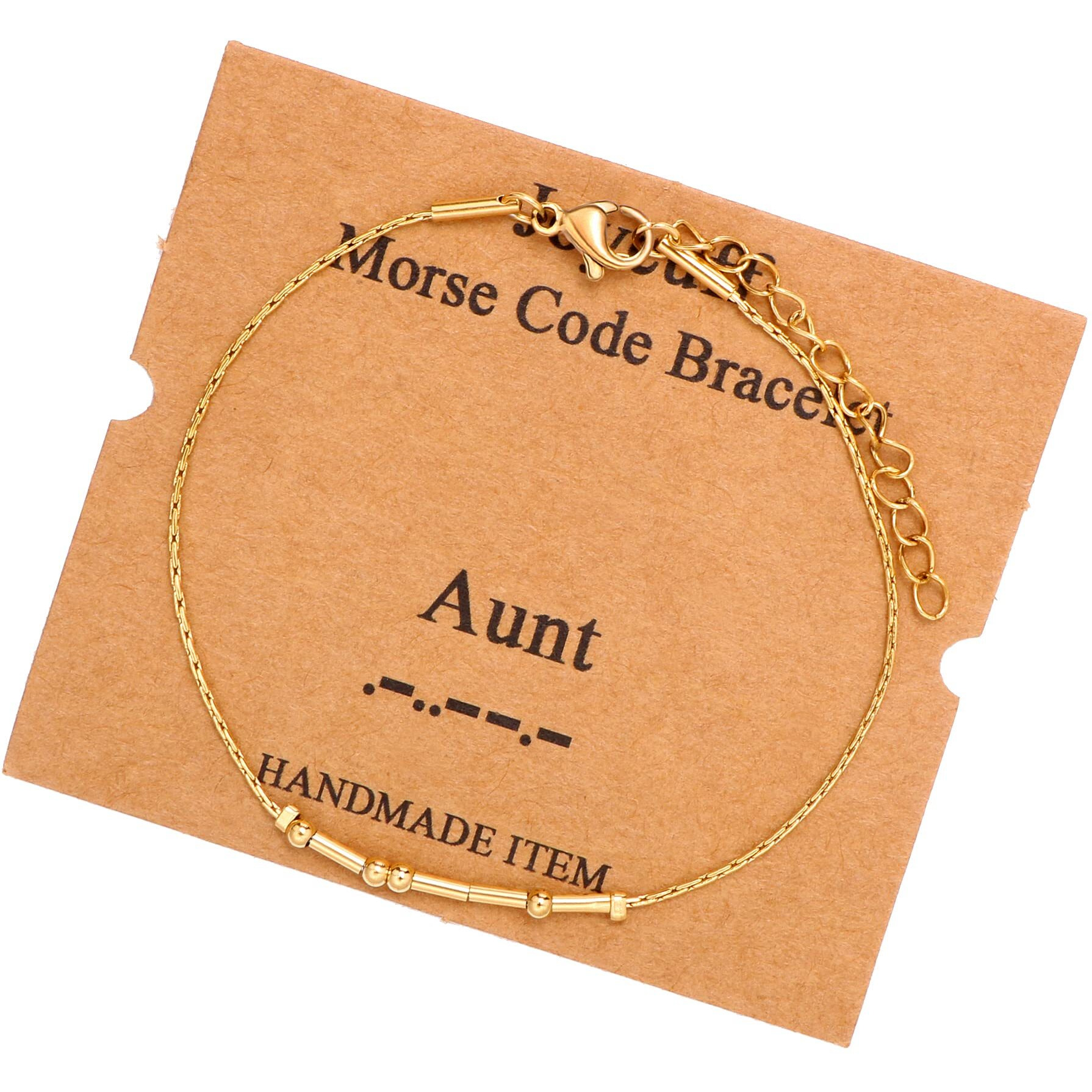 Joycuff Aunt Bracelet Gifts For Women Morse Code Bracelets For Women Mother Mom Mothers Day Birthday Christmas Stianless Steel Jewelry Gifts Gold Bracelet