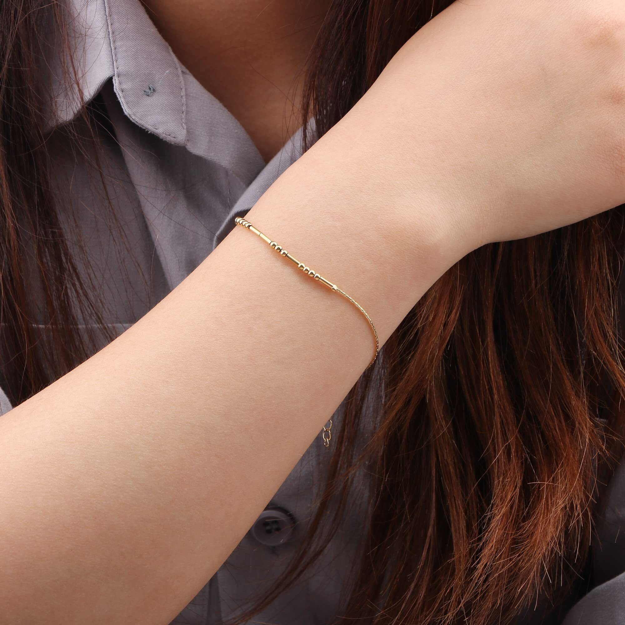 Joycuff Aunt Bracelet Gifts For Women Morse Code Bracelets For Women Mother Mom Mothers Day Birthday Christmas Stianless Steel Jewelry Gifts Gold Bracelet