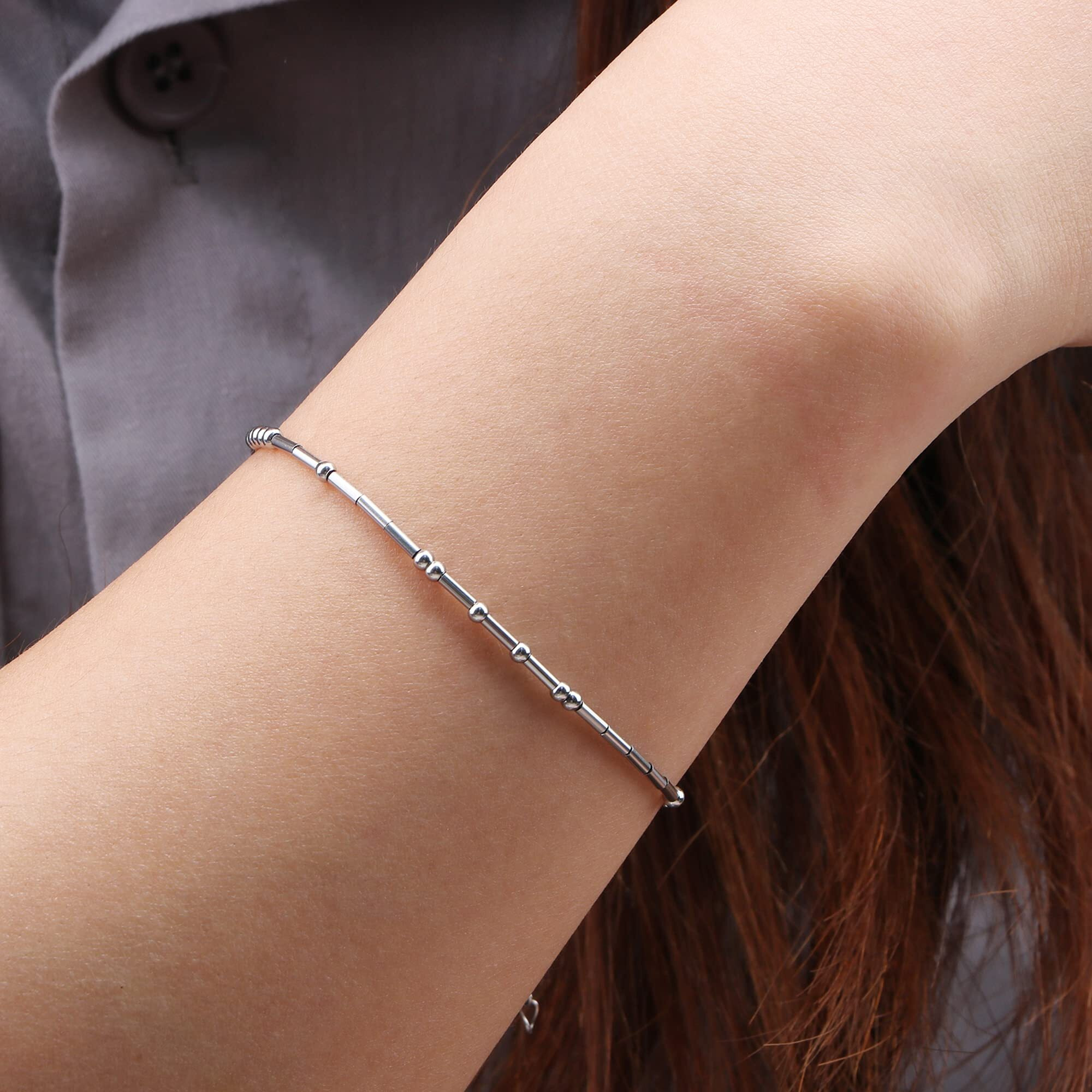 Joycuff Best Mom Ever Gifts For Women Morse Code Bracelets For Women Mother Mom Mothers Day Birthday Christmas Stianless Steel Jewelry Gifts Silver Bracelet