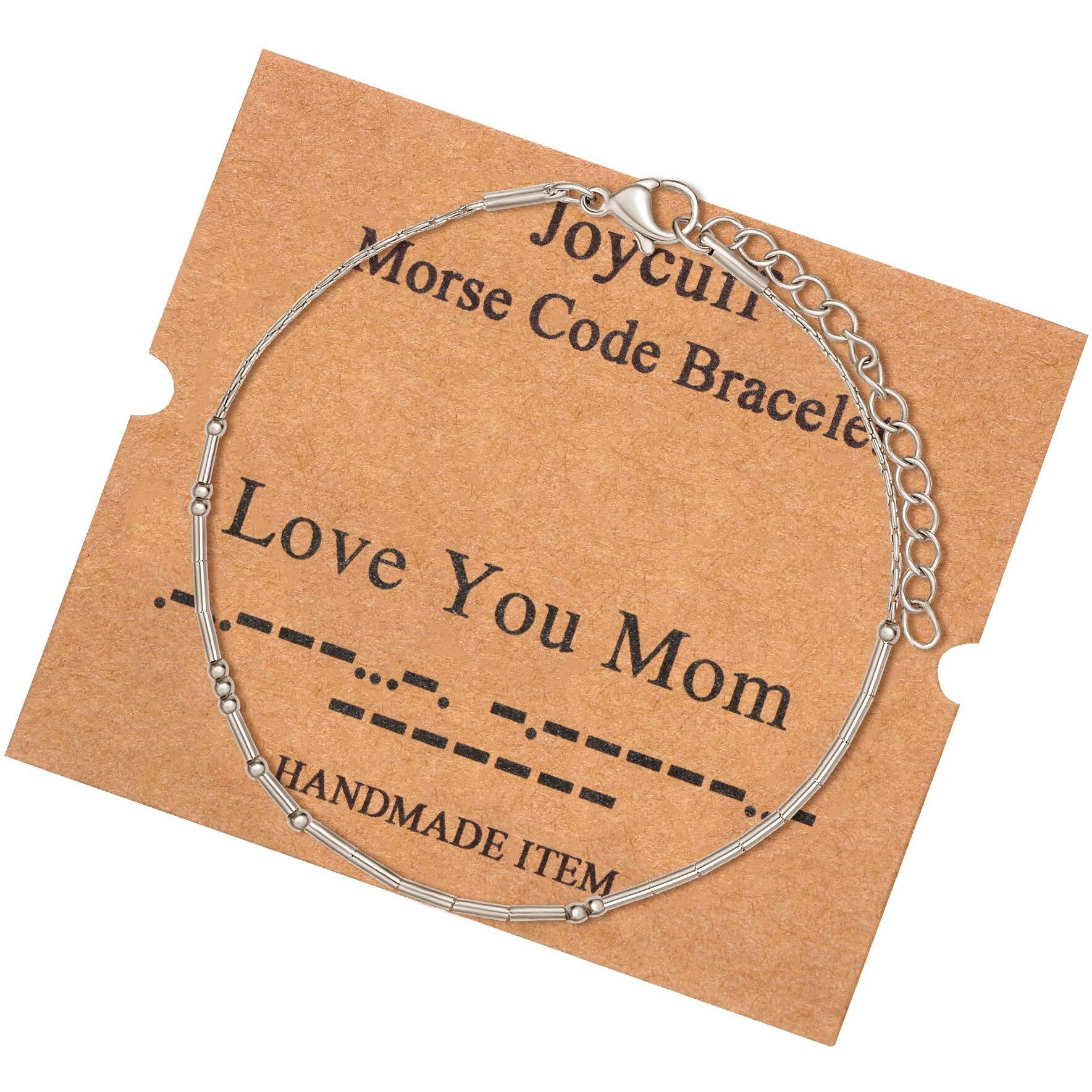 Joycuff Love You Mom Gifts For Women Morse Code Bracelets For Women Mother Mom Mothers Day Birthday Christmas Stianless Steel Jewelry Gifts Silver Bracelet
