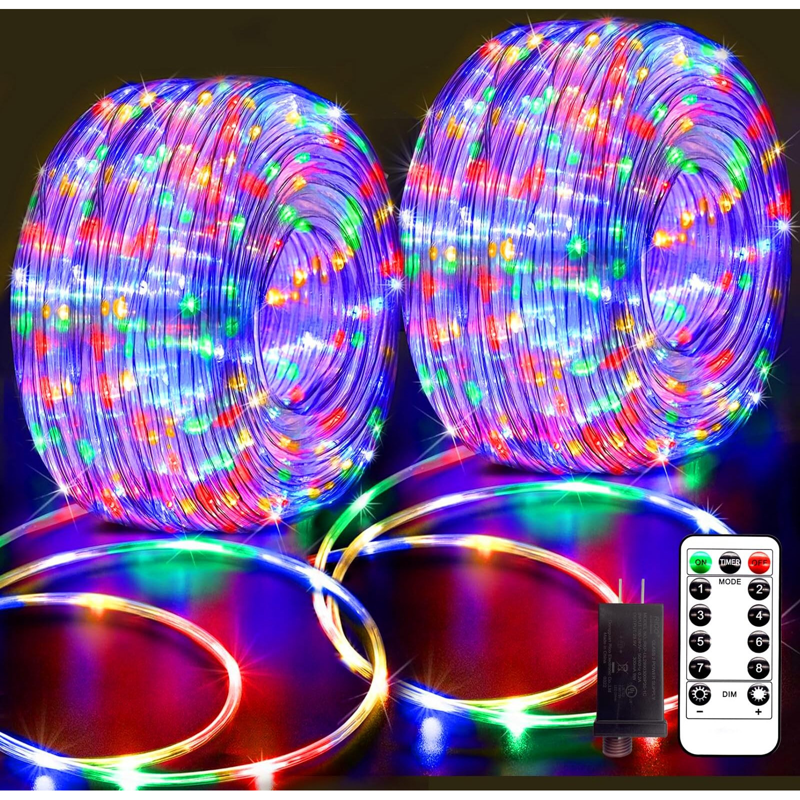 Cattlite 132Ft Rope Lights For Outside,2 Pack 66Ft Connectable String Lights Outdoor Waterproof Ip67,8 Modes 400 Leds Rope Lighting For Garden,Party,Indoor Bedroom,Christmas Eaves Decor,Coloured