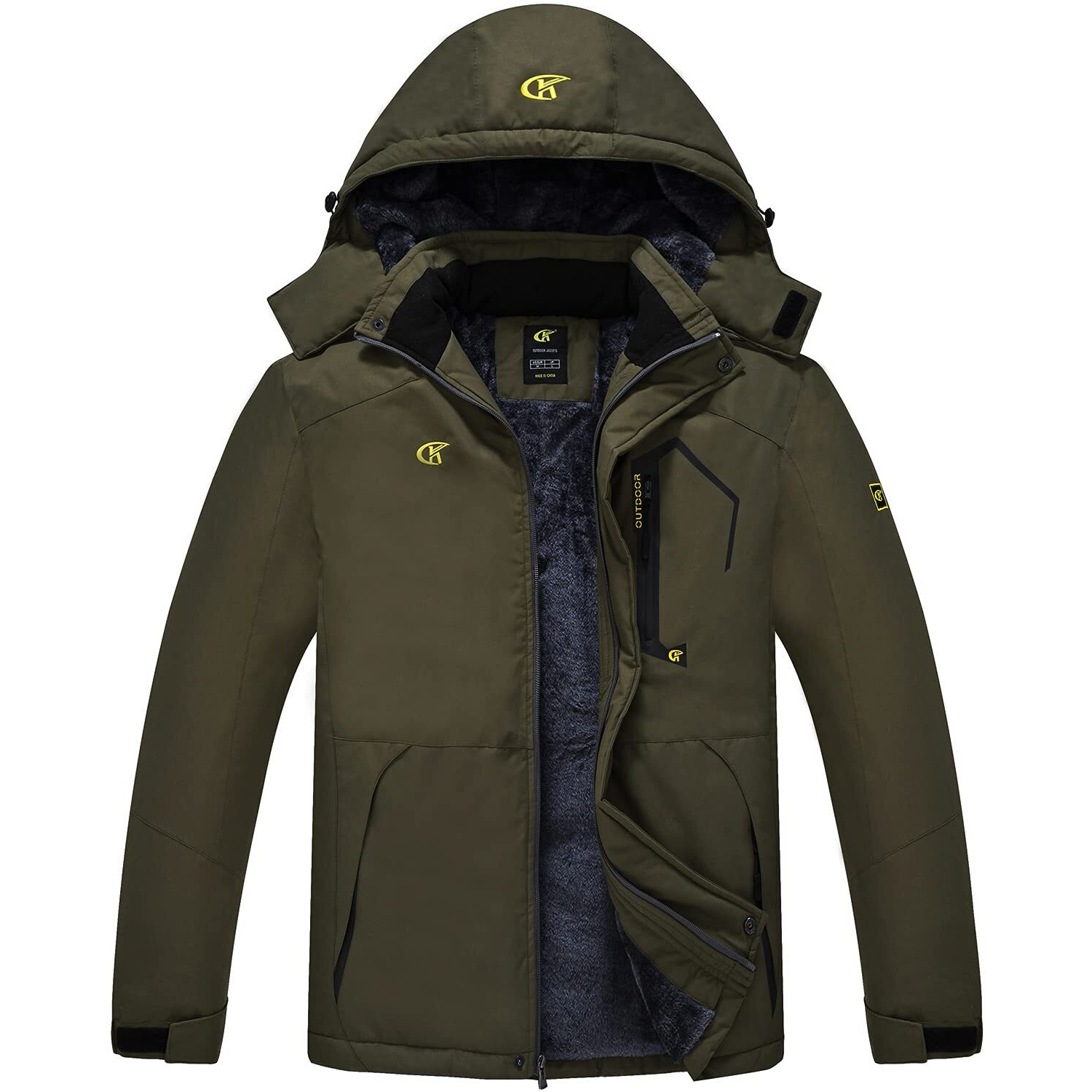 Qpngrp Mens Waterproof Ski Jacket Winter Windproof Snowboarding Coat Army Medium
