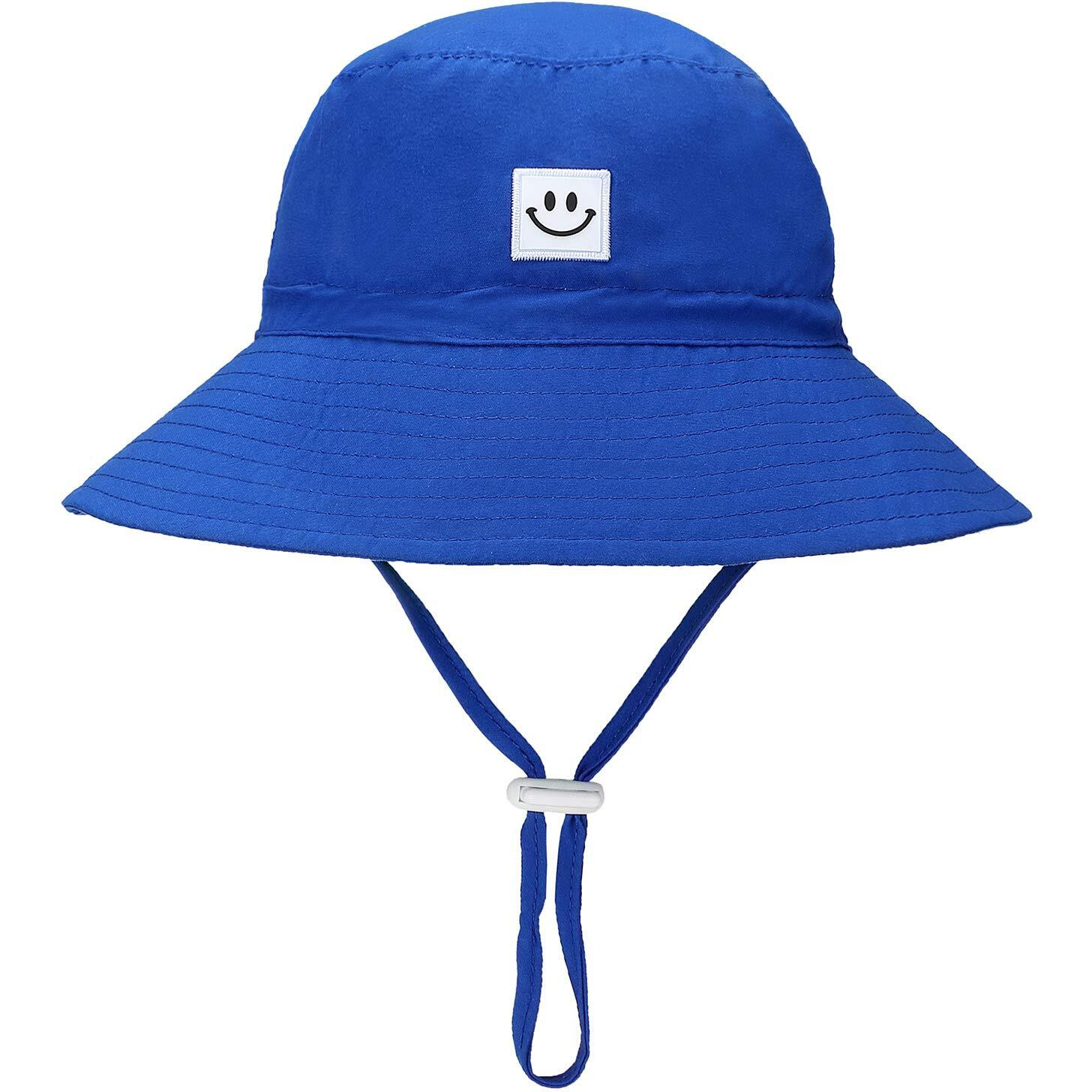 Baby Sun Hat Smile Face Toddler Upf 50+ Sun Protective Bucket Hat Nice Beach Hat For Baby Girl Boy Adjustable Cap Royal Blue