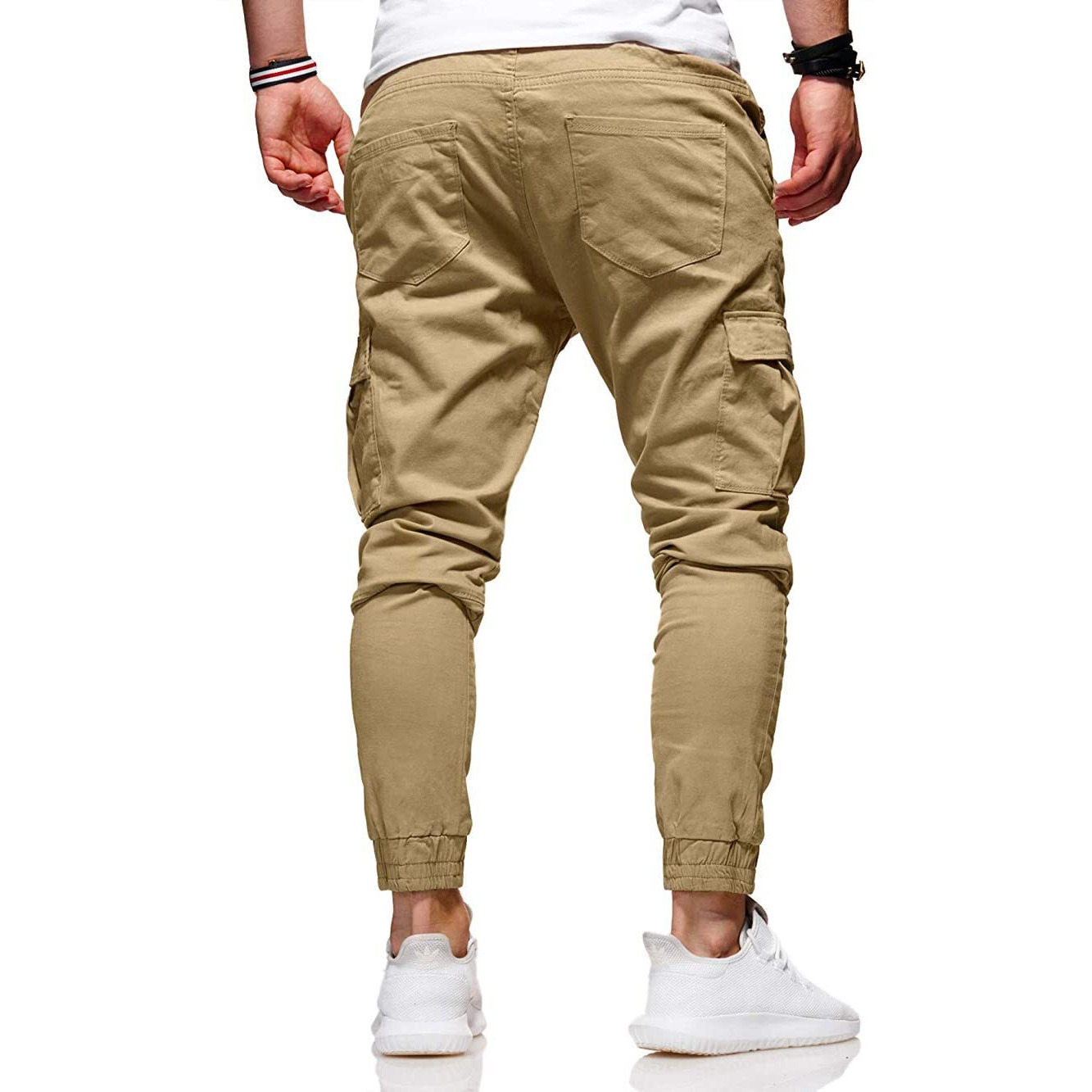 Buxkr Mens Cargo Pants Casual Hiking Pants Workout Joggers Sweatpants For Men,Light Khaki,Xxl