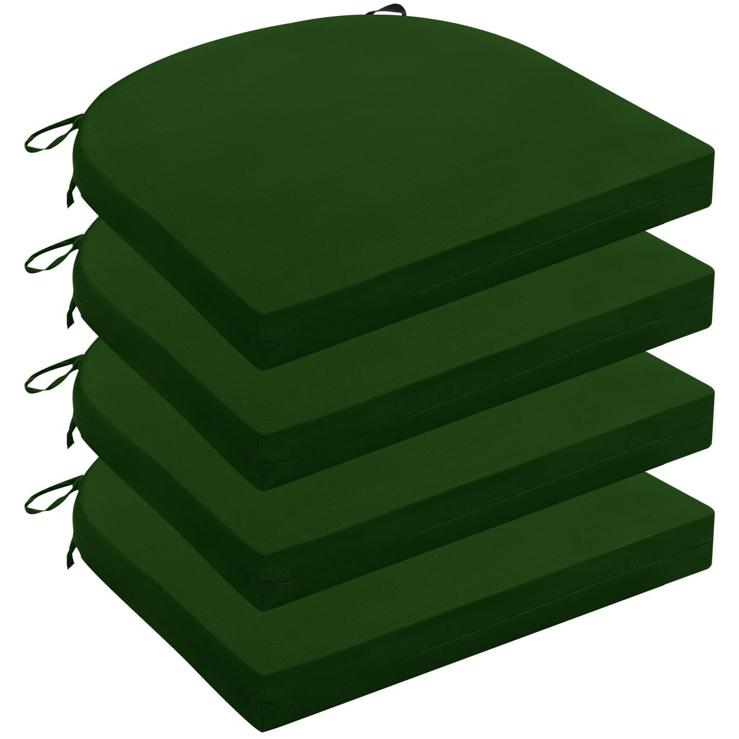 Wellsin Outdoor Chair Cushions For Patio Furniture - Patio Chair Cushions Set Of 4 - Water Resistant Round Corner Outdoor Seat Cushions 17 "&quotX16 "&quotX2 "", Forest Green