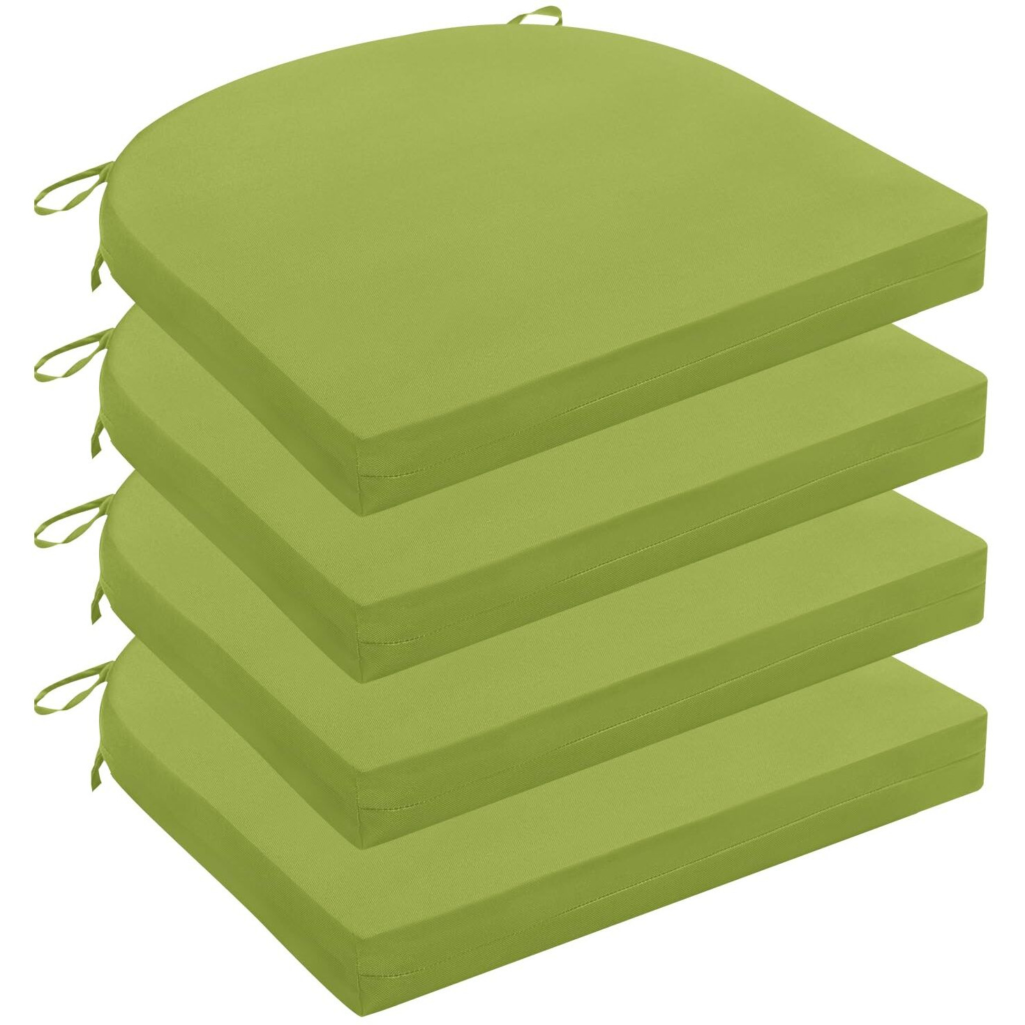 Wellsin Outdoor Chair Cushions For Patio Furniture - Patio Chair Cushions Set Of 4 - Water Resistant Round Corner Outdoor Seat Cushions 17 "&quotX16 "&quotX2 "", Grass Green