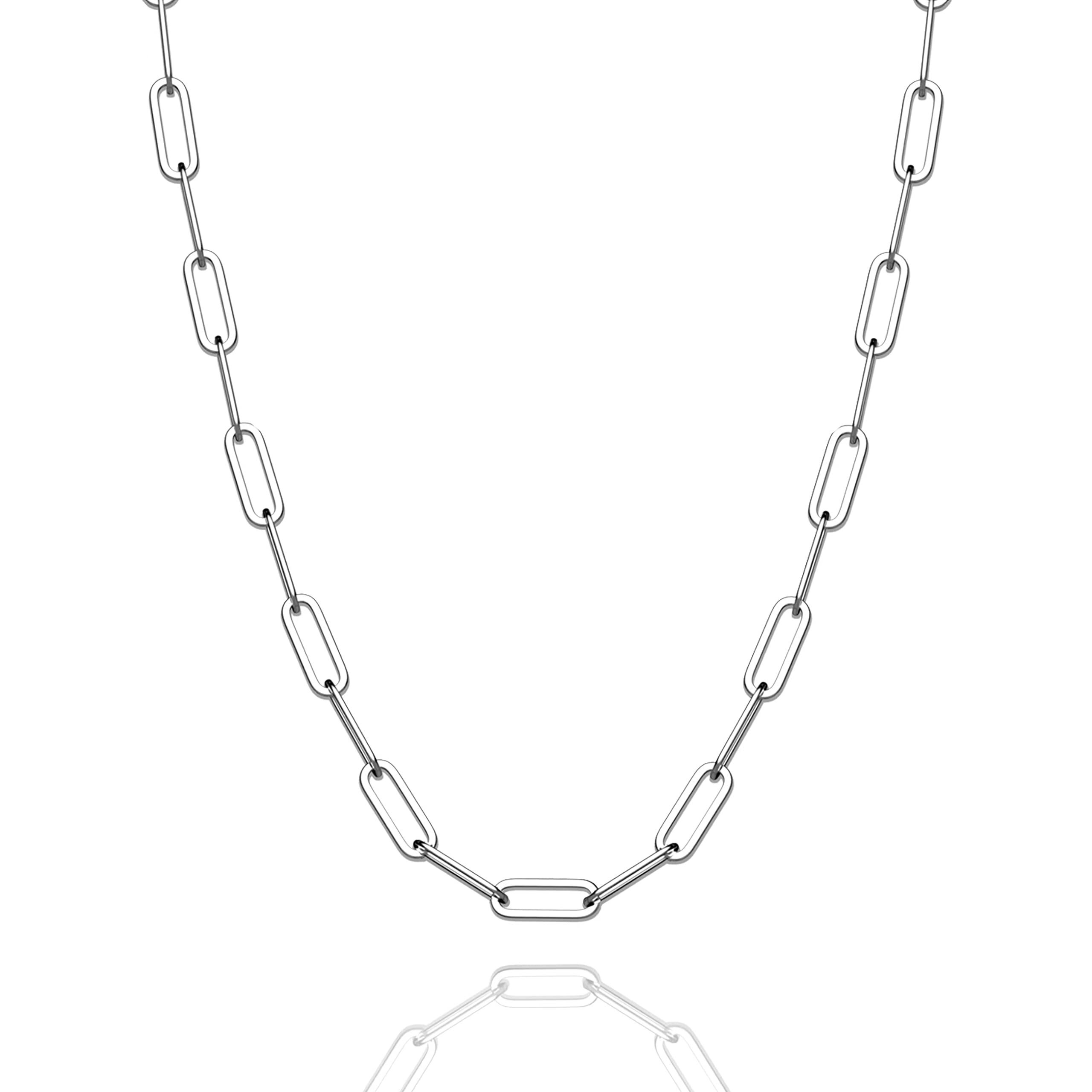 Waitsoul 925 Sterling Silver Paperclip Lobster Clasp Chain 3Mm Necklace For Women Men Diamond Cut Silver Necklace Chain 16-30 Inches(16)