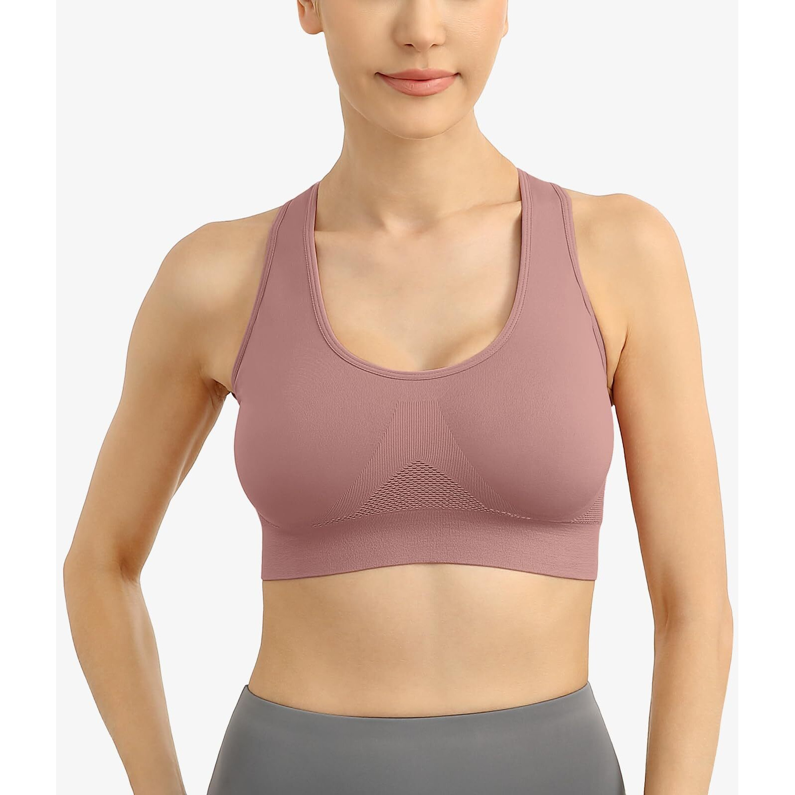 Wanayou 3 Piece Racerback Sports Bra For Women Comfortable Sleep Bra Seamless Workout Yoga Bra Air Permeable Cooling Comfort Bra Wireless Bra Breathable Air Bra (X-Large, 3 Pack Black/Grey/Bean Paste)