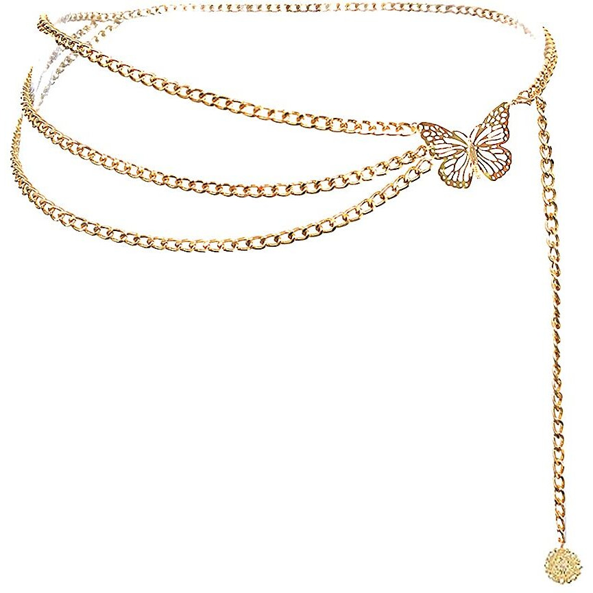 Women Long Tassel Waist Chain Belt Multilayer Body Belly Chain Metal Gold Silver Waist Chain Belt For Women Dress