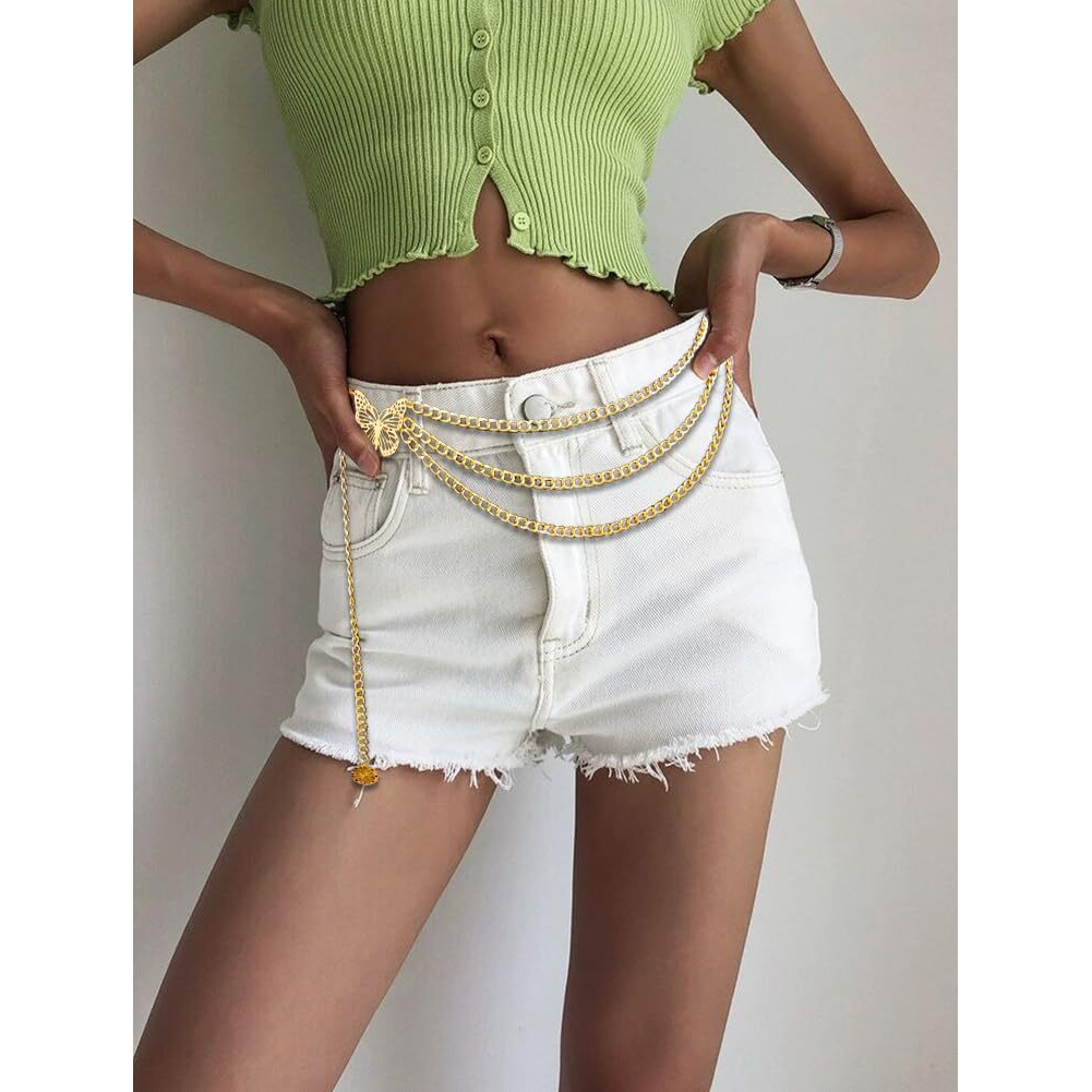 Women Long Tassel Waist Chain Belt Multilayer Body Belly Chain Metal Gold Silver Waist Chain Belt For Women Dress