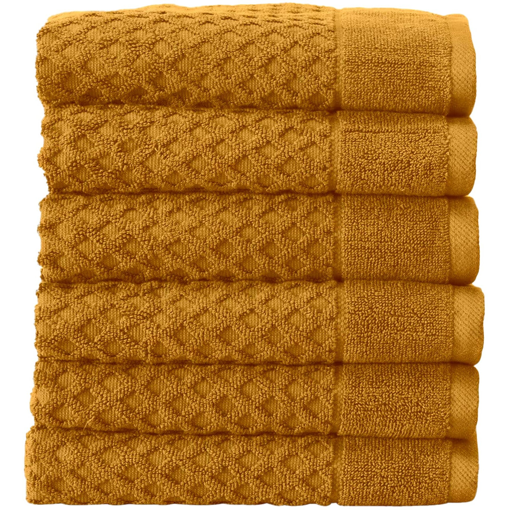 Great Bay Home 100% Cotton Marigold Hand Towels  6 Soft Bathroom Hand Towels  Highly Absorbent, Quick Dry Bath Towels  Grayson Collection (Set Of 6, Marigold)