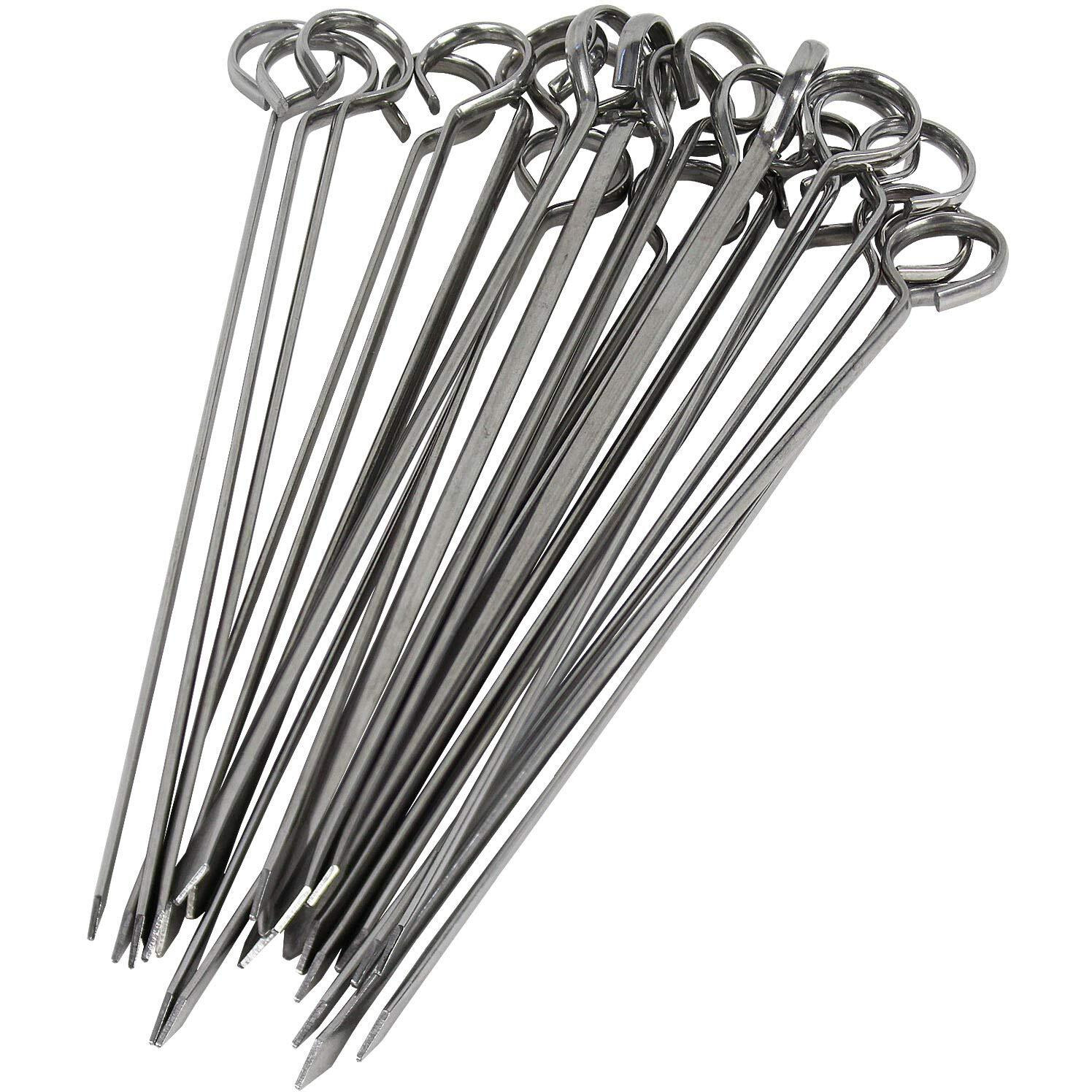 Blue Donuts 24 Pack Kabob Skewers For Grilling 8 Inch - Bbq Grill Grilling Accessories, Stainless Steel, Pack Of 24