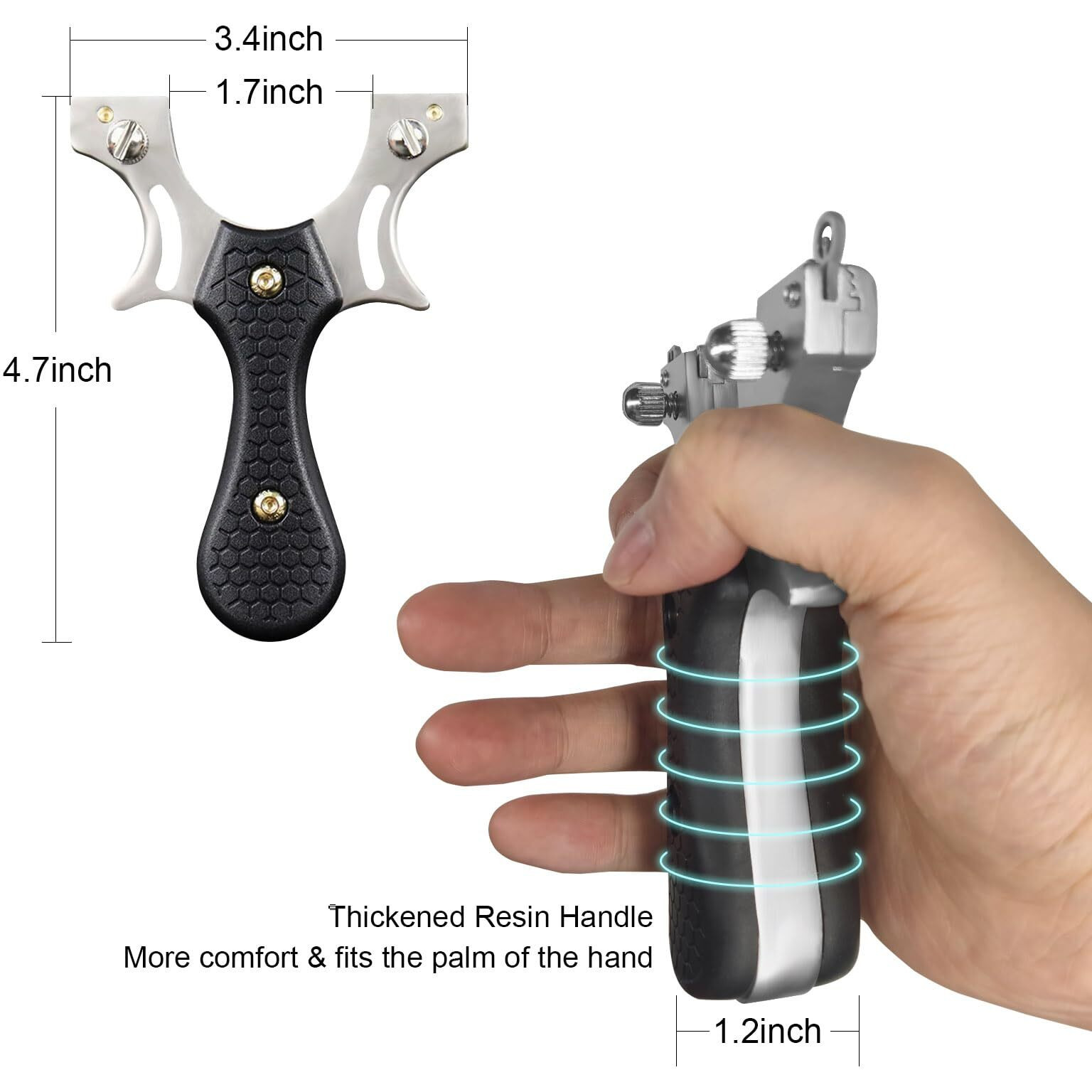 Rczzsuwe Slingshot, Hunting Sling Shot Set For Adults, Professional Stainless Steel Tactical Slingshots, High Velocity Catapult With Ammo Balls, Rubber Bands, Ammo Pouch, Target(Black)