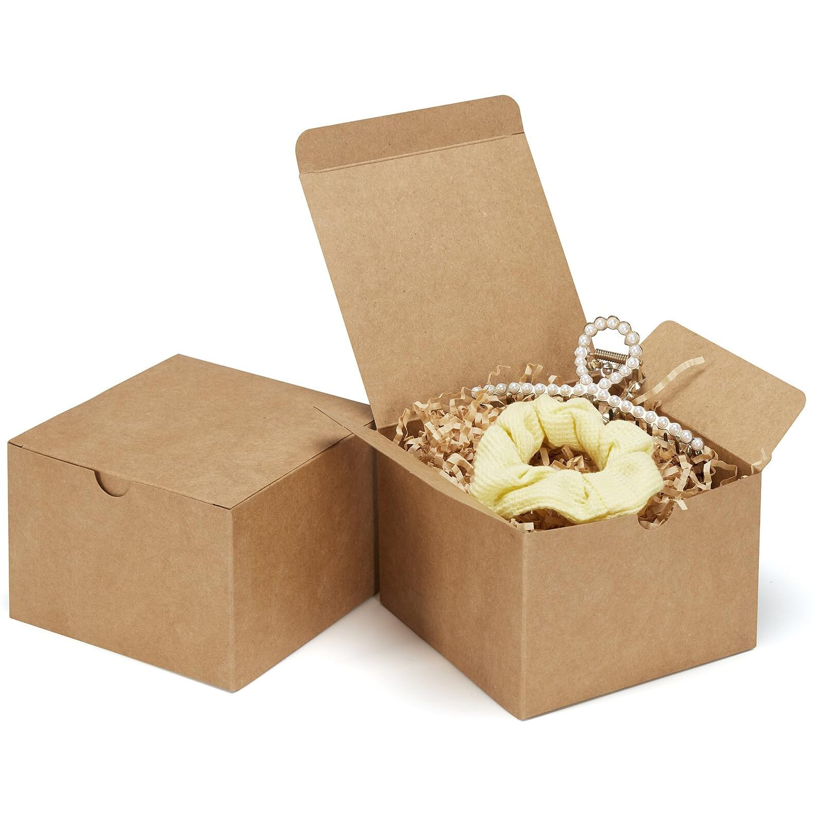 Eupako Brown Gift Boxes 5X5X3.5 25 Pack Kraft Paper Gift Boxes With Lids For Gifts, Crafting, Wedding, Birthday, Party, Cupcake