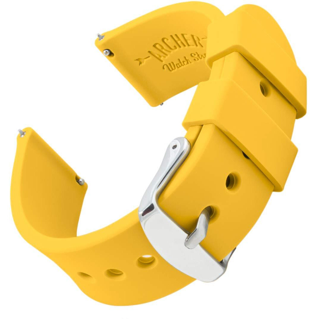 Archer Watch Straps - Silicone Quick Release Soft Rubber Replacement Watch Bands (Naples Yellow, 18Mm)
