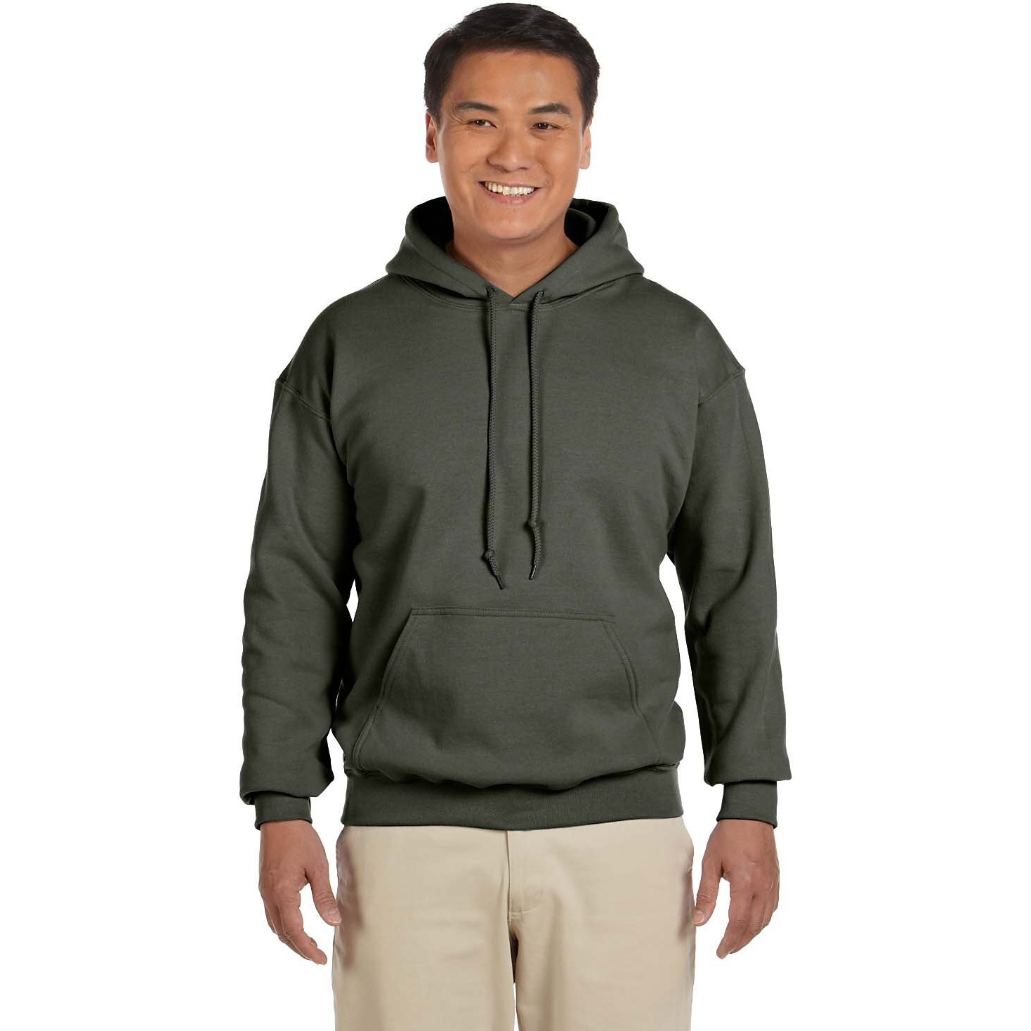 Gildan Blank Hoodie - Hooded Sweatshirt - Unisex Style 18500 Adult Pullover Military Green