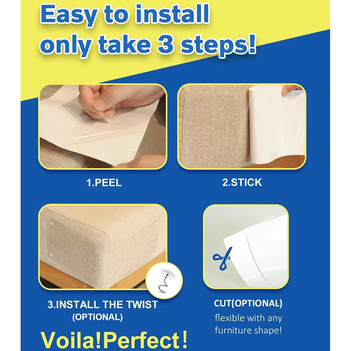 10 Pcs Cat Scratch Furniture Protector- Specially Designed For Leather Furniture, Cat Couch Protector Cat Scratching Deterrent Strong Adhesion, No Residue (10Pcs + 60 Pins) (10Pcs + 60 Pins, Pcs)