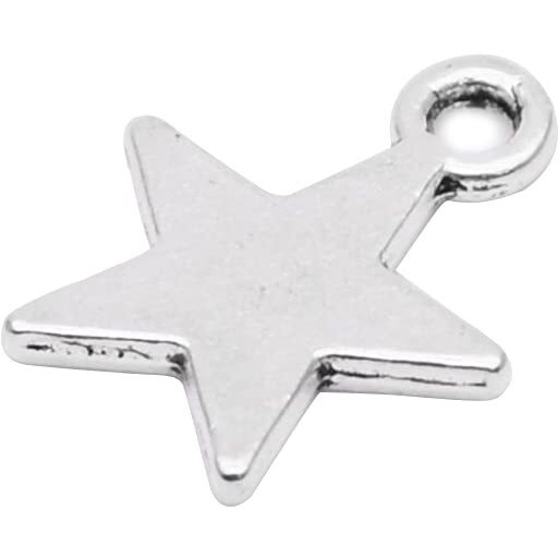 Vidrio Pack Of 80 Glossy Star Pendants Silver Craft Supplies For Jewelry Making Tibetan Accessories For Bracelets Necklace Diy