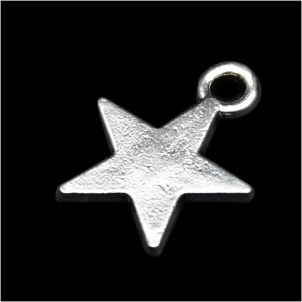 Vidrio Pack Of 80 Glossy Star Pendants Silver Craft Supplies For Jewelry Making Tibetan Accessories For Bracelets Necklace Diy
