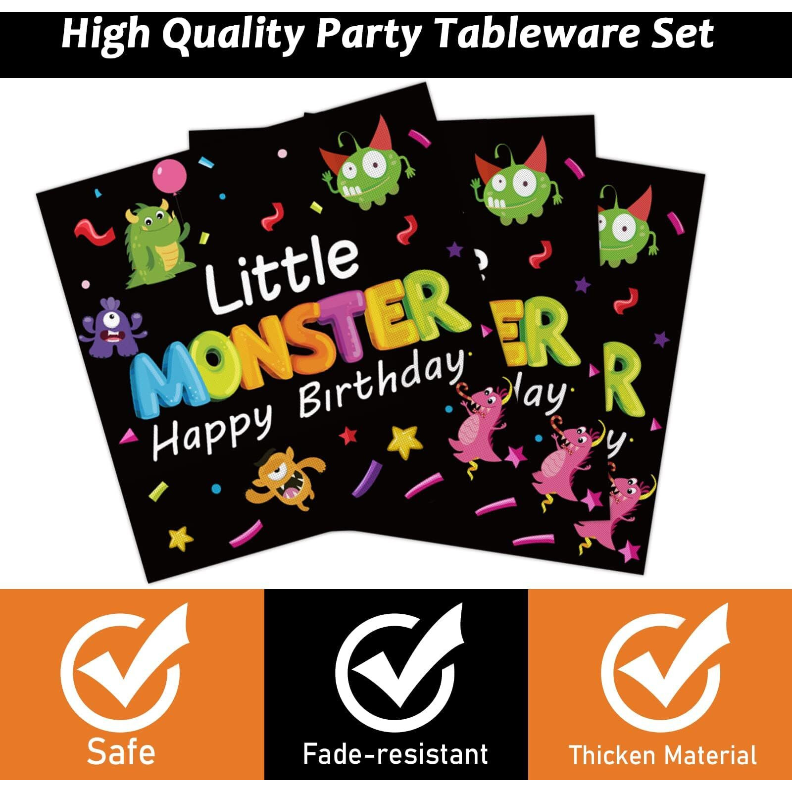 96 Pcs Monster Plates And Napkins Party Supplies Kits Monster Tableware Set Little Monster Party Decorations Favors For Boy Or Girl Birthday Baby Shower Serves 24