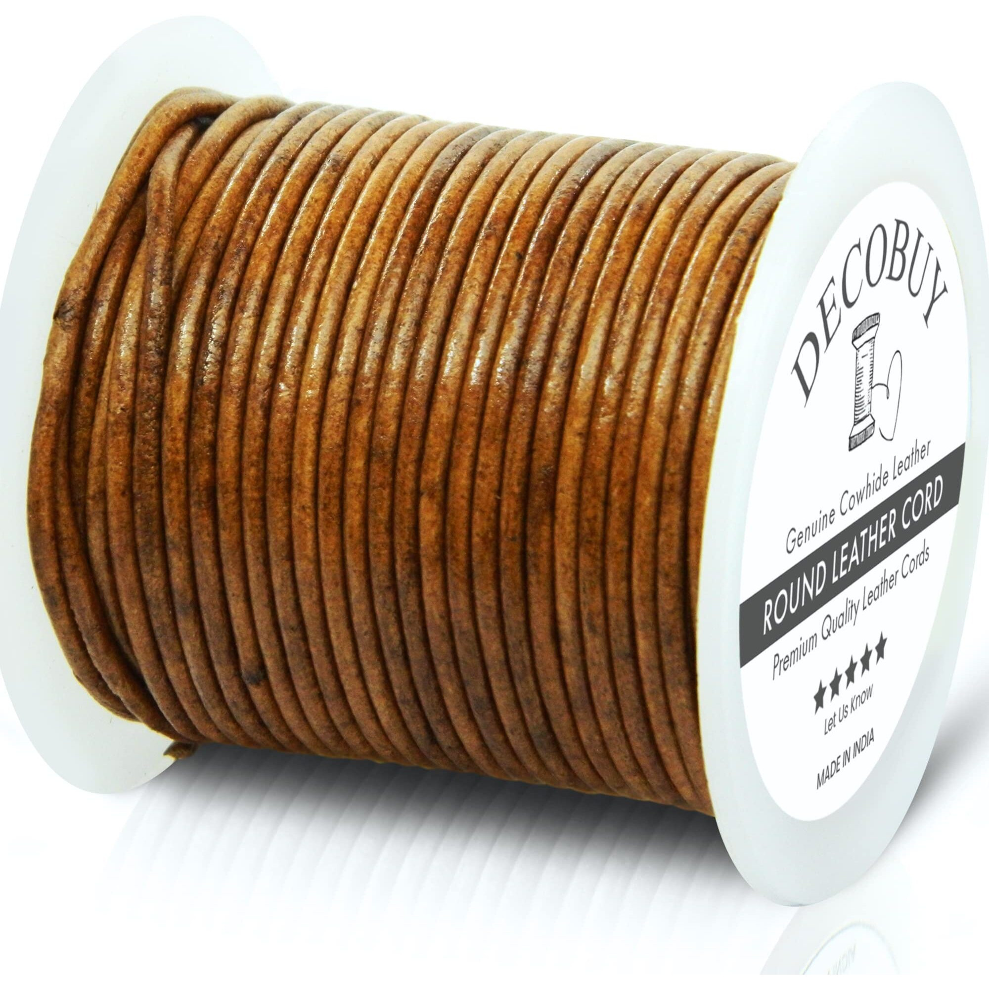 Round Leather Cord 2Mm String, 27 Yards Rope For Jewelry Making, Bracelets, Necklaces, Kumihimo Braiding, Wraps, Crafts, Hobby, And Diy Projects - Distressed Tan Brown