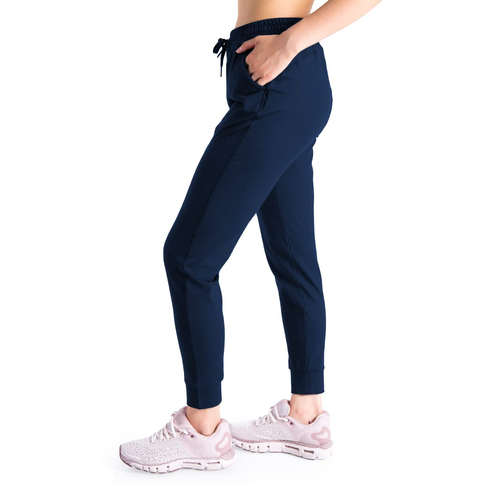 Yogipace Petite Women 's Lightweight Anti-Shrink Active Joggers Lounge Sweatpants Yoga Jogger Pants,25 "",Navy Blue,Size L