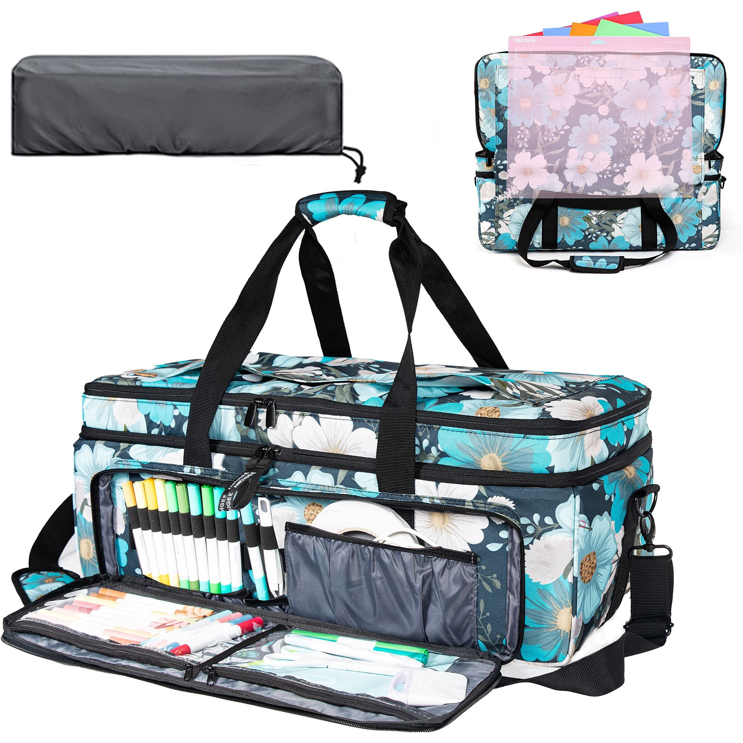 Amoigee Double-Layer Carrying Case For Cricut Maker 3, Cricut Explore 3/Explore Air 2, Cricut Accessories, Cricut Bag With Dust Cover
