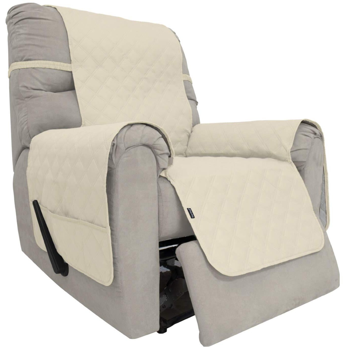 Easy-Going Sofa Slipcover Waterproof Recliner Chair Cover Non-Slip Fabric Couch Cover For Living Room Washable Furniture Protector For Pets Kids Children Dog Cat (Recliner, Ivory)