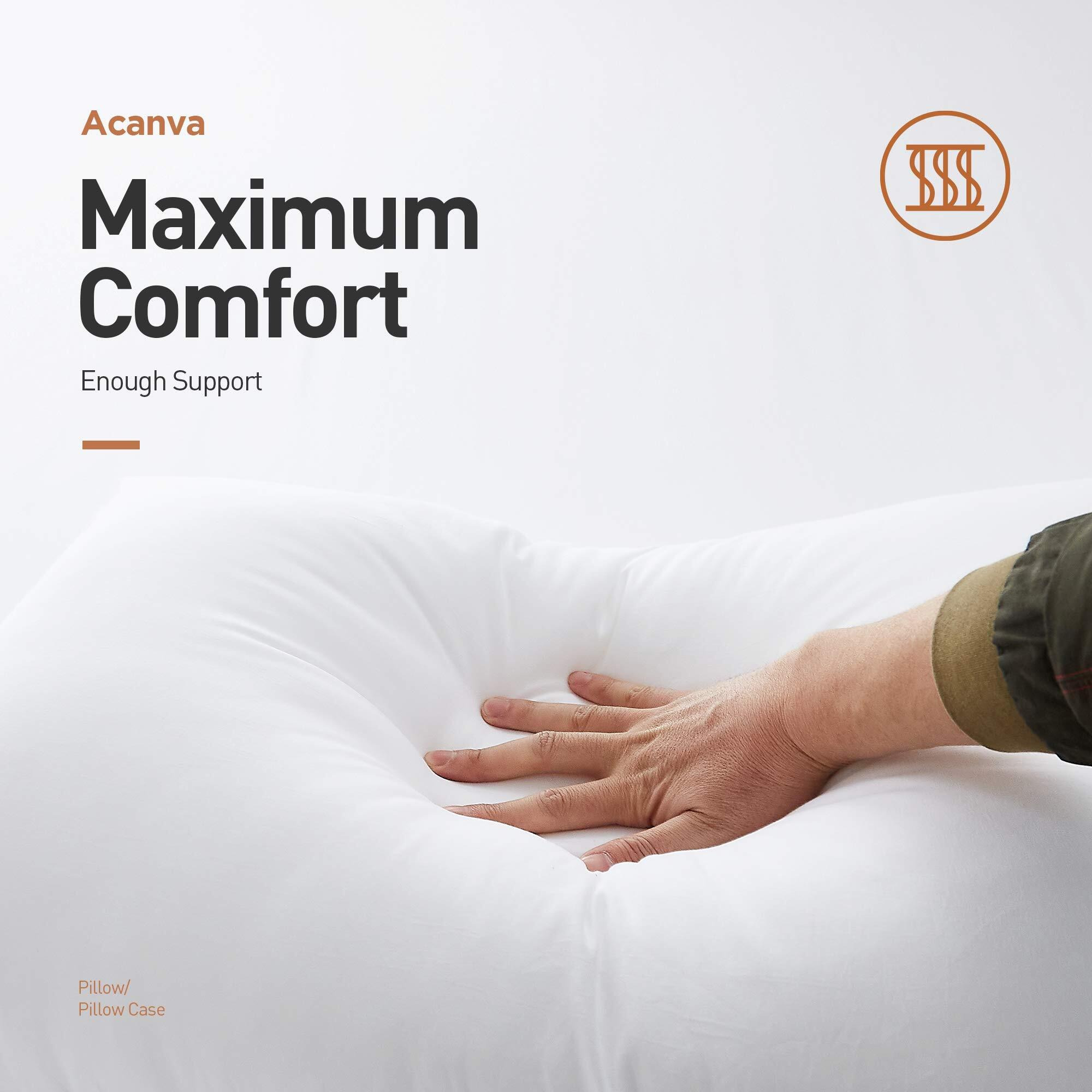Acanva Hotel Quality Bed Pillows For Sleeping,Premium 3D Plush Fiber-Reduces Neck Pain,Breathable Cooling Cover Skin-Friendly, King (Pack Of 2), White 2 Count