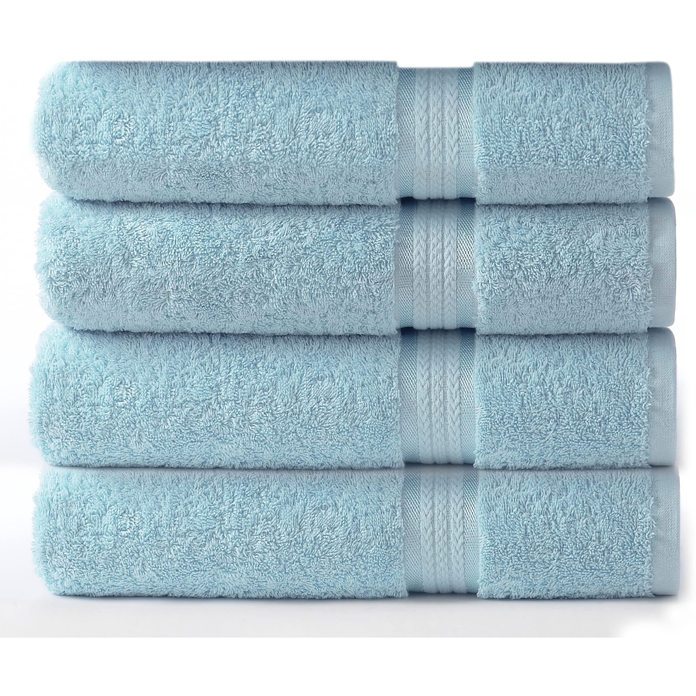 Cotton Craft Ultra Soft Oversized Bath Towels - 4 Pack Extra Large Bath Towels - 30X54 - Absorbent Everyday Luxury Hotel Spa Gym Shower Beach Pool Camp Travel Dorm -100% Cotton- Easy Care - Light Blue