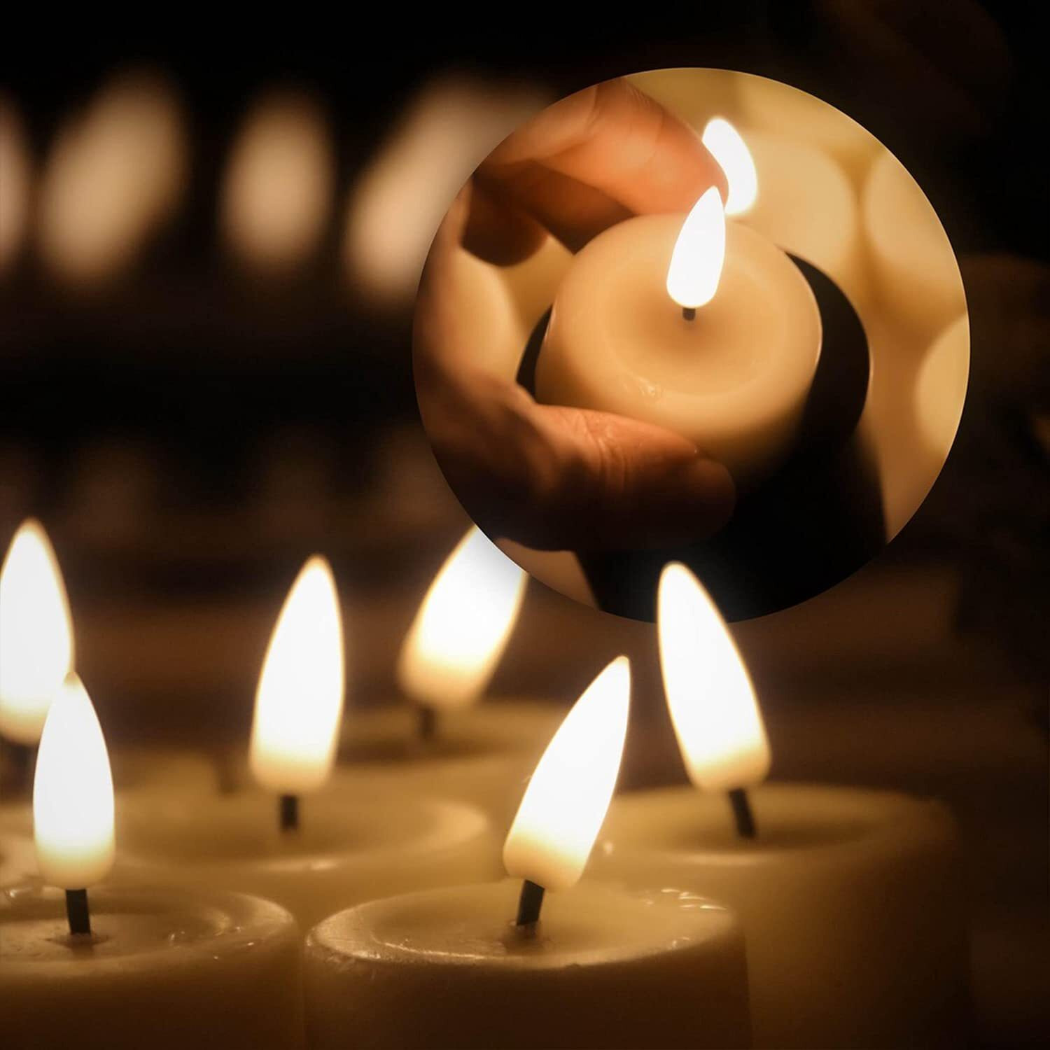 Eywamage Flameless Tealights With Remote Batteries Included, Bright Realistic Led Votive Candles Flickering Real Wax D 1.6""