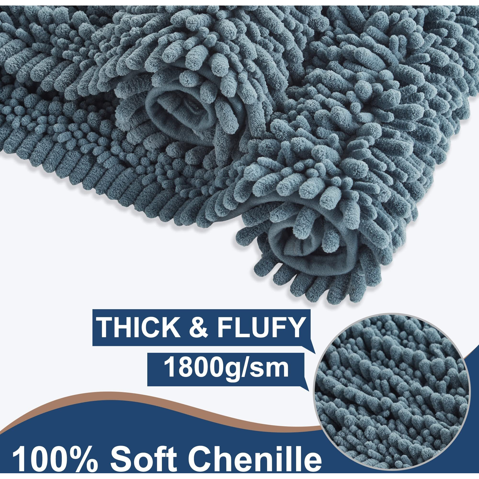 Floleopa Soft Plush Microfiber Bathroom Rugs, Absorbent Bath Rugs Non Skid Machine Wash Dry Bath Mats For Tub,Shower And Bath Room Floor Mats (17X24Inches, Dusty Blue)