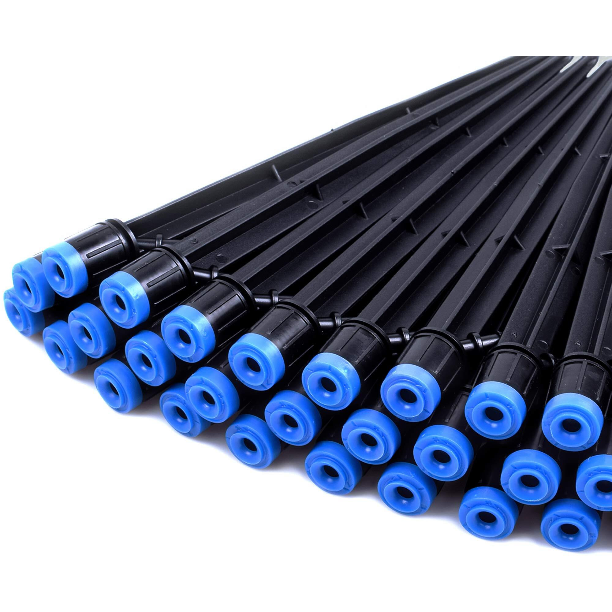 Mixc 100Pcs Drip Emitters Fan Shape With Stake Water Flow Adjustable For 14 Inch Irrigation Tube Hose, 360 Degree Sprayer Perfect For Irrigation System Watering Kits For Garden Patio Lawn Flower Bed