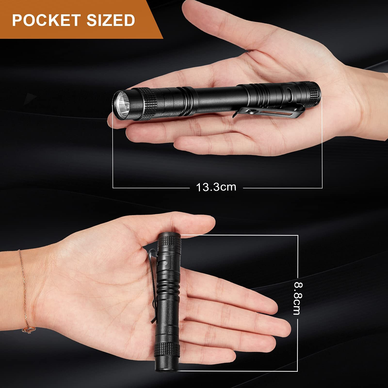 6/12 Pieces Mini Small Led Flashlight Pocket Pen Flashlight Handheld Pen Lights Penlight With Clip For Camping, Outdoor, Emergency(12 Pieces)