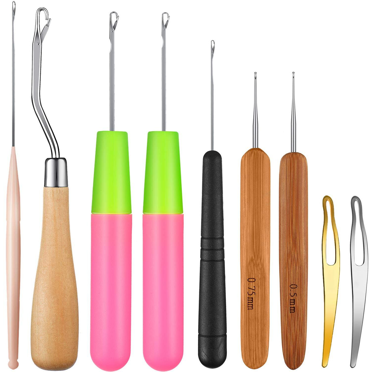 9 Pieces Interlocking Tool For Latch Hook Tool Dreadlock Crochet Hook Needle For Braid Hair Carpet Making And Other Craft